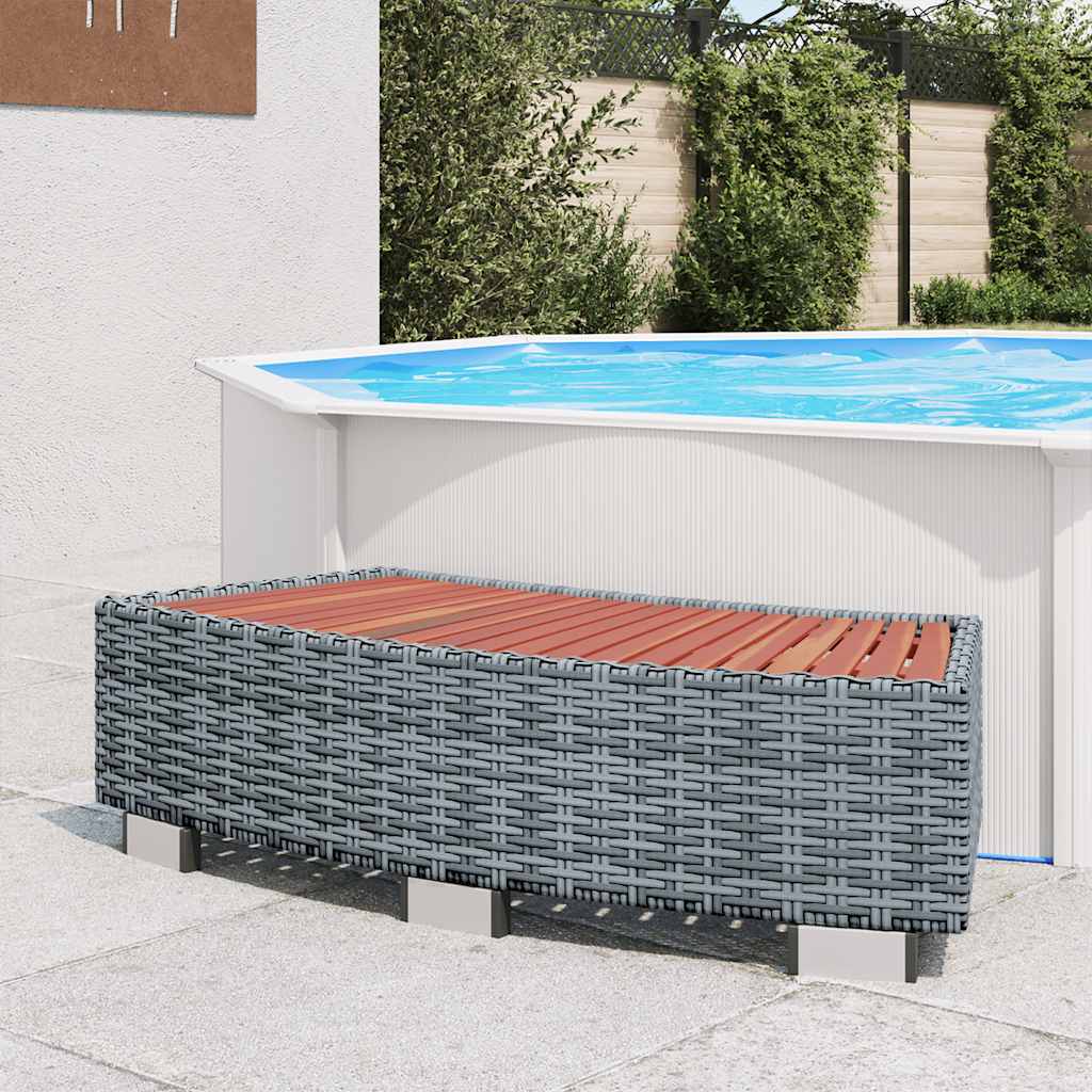 stopień wejściowy do spa polirattan 92x45x25 cm szary