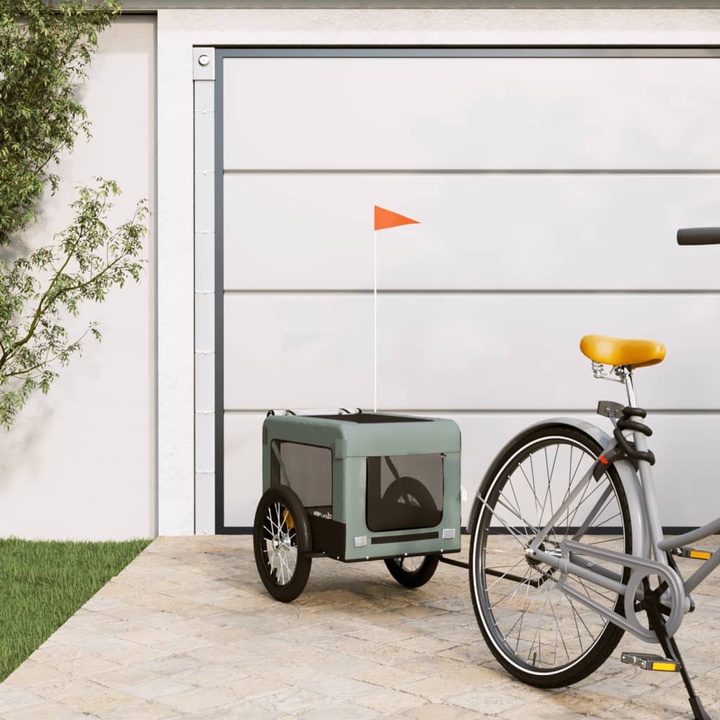 Przyczepka rowerowa dla psów, materiał Oxford, szara, 135×68.5×73.5 cm Przyczepka rowerowa dla psów, materiał Oxford, szara, 135×68.5×73.5 cm