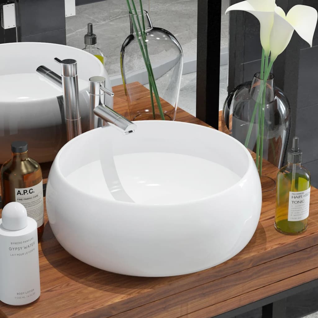 Umýwalka ceramiczna okrągła biała 400×150 mm