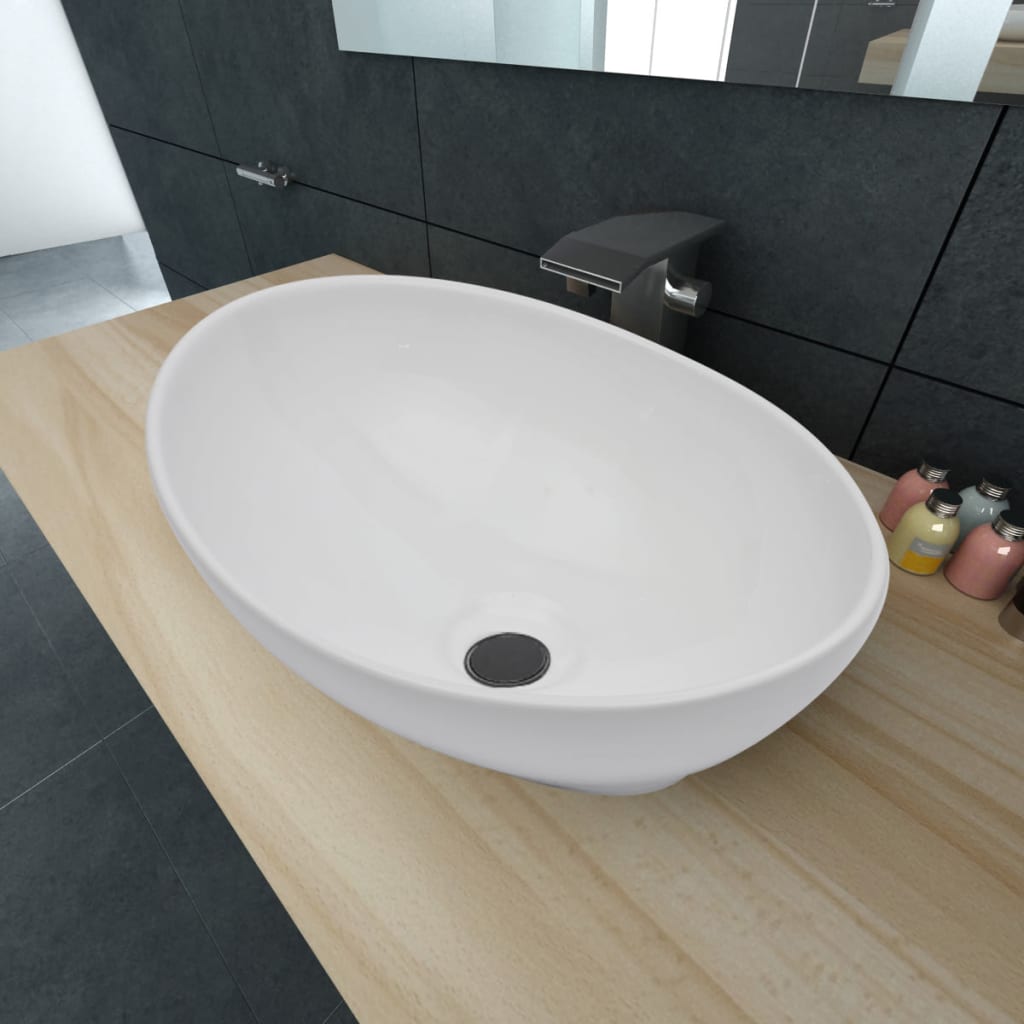 Umywalka ceramiczna ovalna biała, luksusowa Umywalka ceramiczna ovalna biała, luksusowa
