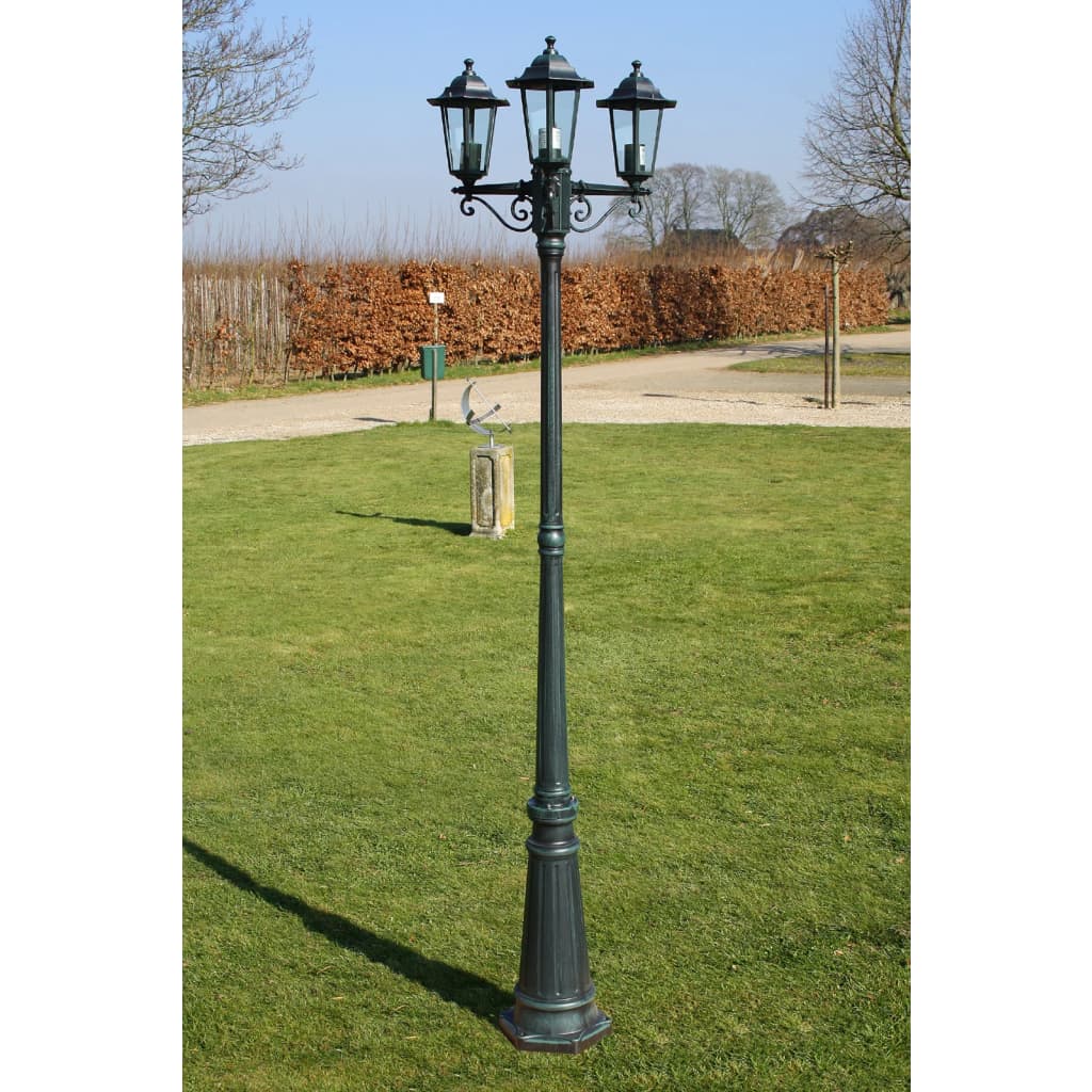 Lampa ogrodowa 3-punktowa ciemnozielona 215 cm Lampa ogrodowa 3-punktowa ciemnozielona 215 cm