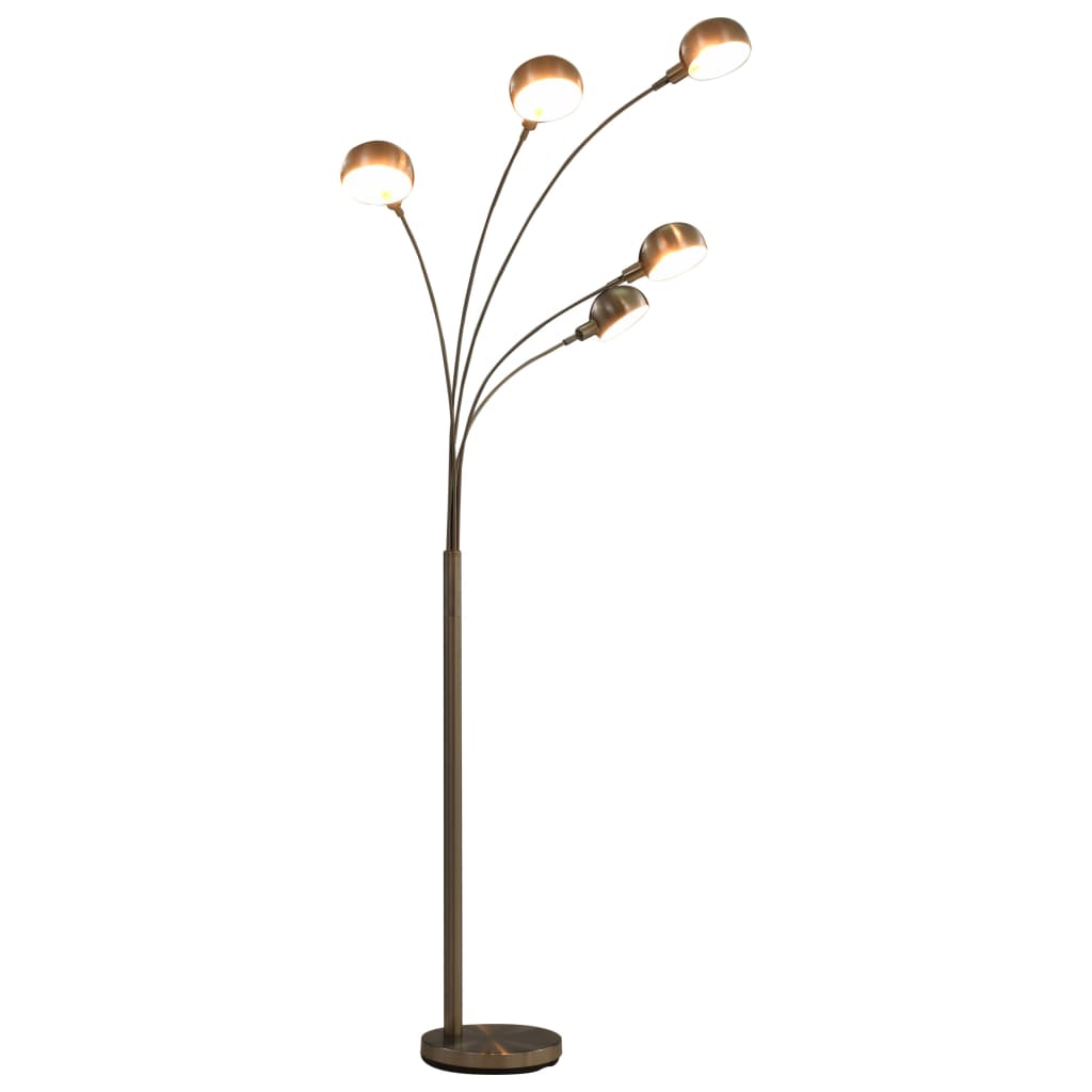 Lampa podłogowa 200 cm srebrna z pięcioma gniazdami E14