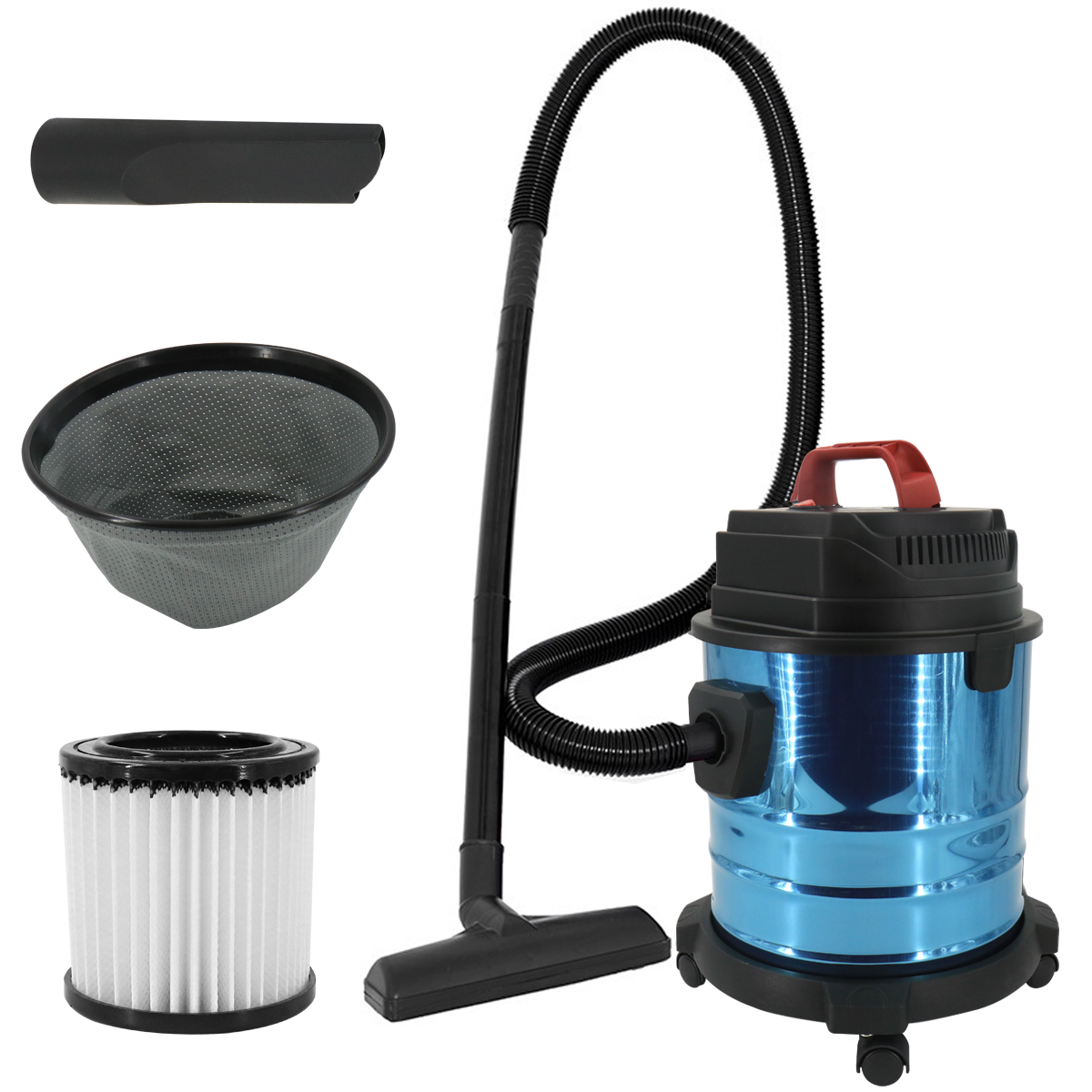 Odkurzacz na sucho i mokro 20L 1500W z funkcją dmuchawy i kółkami Odkurzacz na sucho i mokro 20L 1500W z funkcją dmuchawy i kółkami