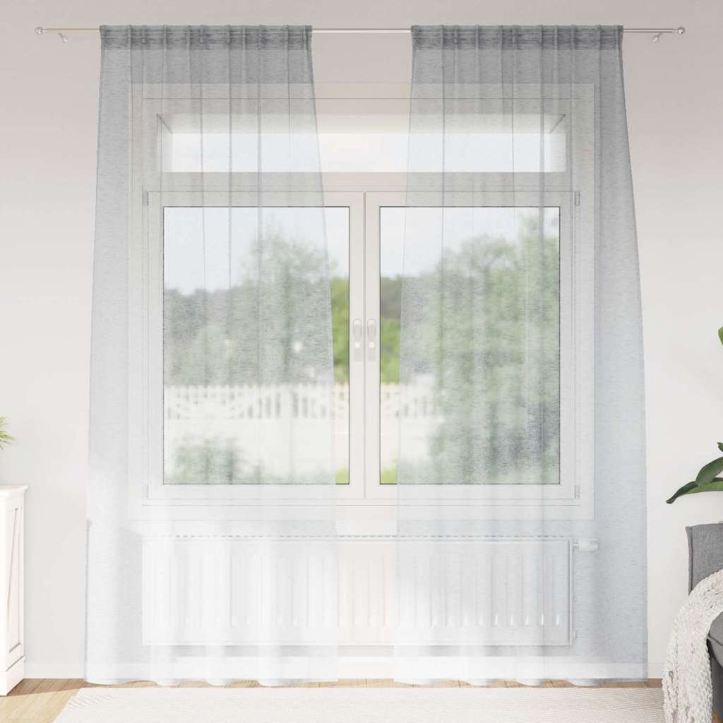 Zasłony z drapami 2 szt. poliester szare 140×260 cm z kieszeniami na karnisz Zasłony z drapami 2 szt. poliester szare 140×260 cm z kieszeniami na karnisz