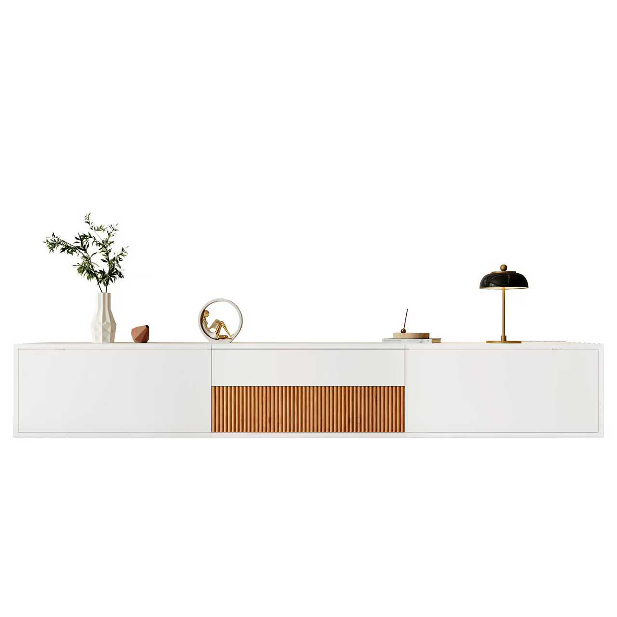 Szafka RTV nowoczesna, biała, wykonana z płyty wiórowej, 180 x 34 x 30 cm Szafka RTV nowoczesna, biała, wykonana z płyty wiórowej, 180 x 34 x 30 cm