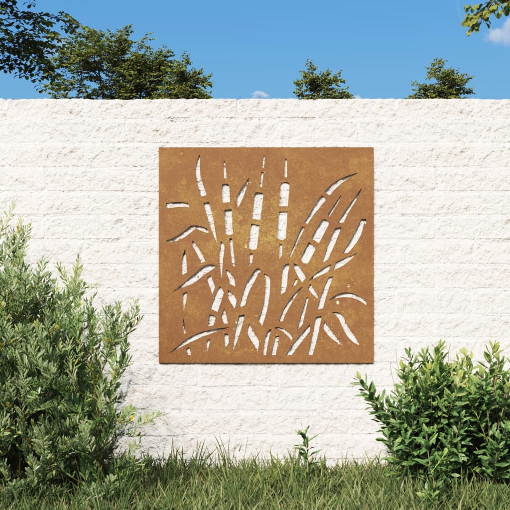 Dekoracja ścienna do ogrodu 55×55 cm stal corten wzór trawy Dekoracja ścienna do ogrodu 55×55 cm stal corten wzór trawy