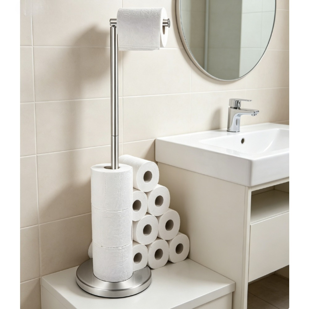 Wolnostojący uchwyt na papier toaletowy ze stali nierdzewnej, elegancki design Wolnostojący uchwyt na papier toaletowy ze stali nierdzewnej, elegancki design