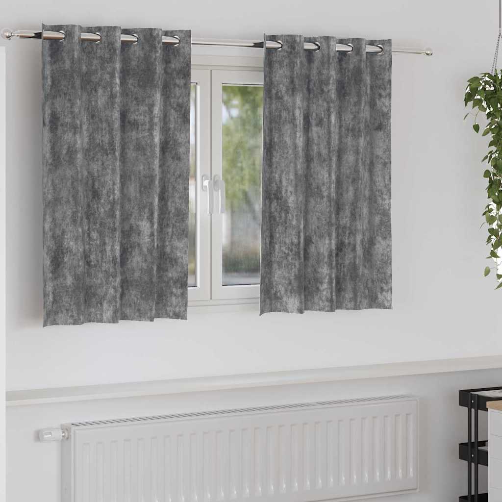 Zasłony welurowe szare 140 x 175 cm z oczkami – zestaw 2 szt.