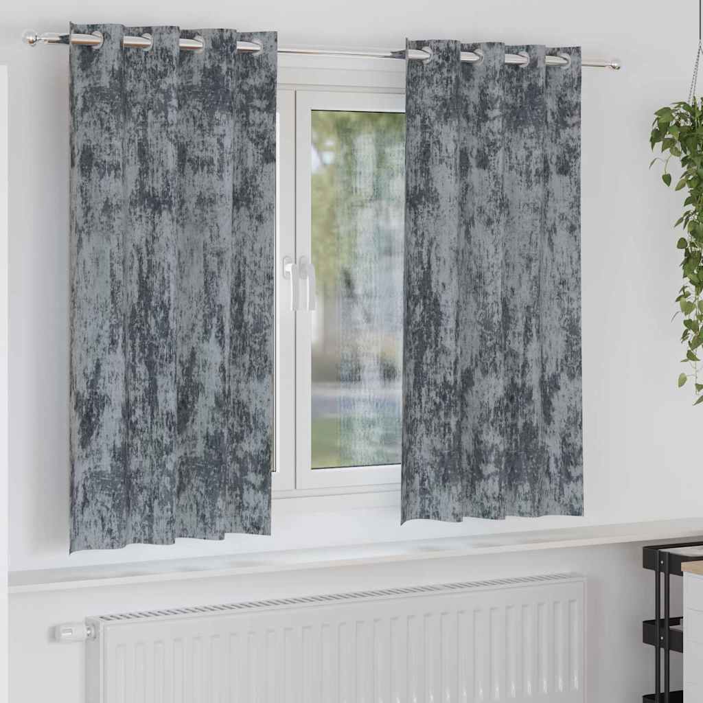 Zasłony zestaw 2 sztuki welurowe srebrne 140×245 cm z oczkami