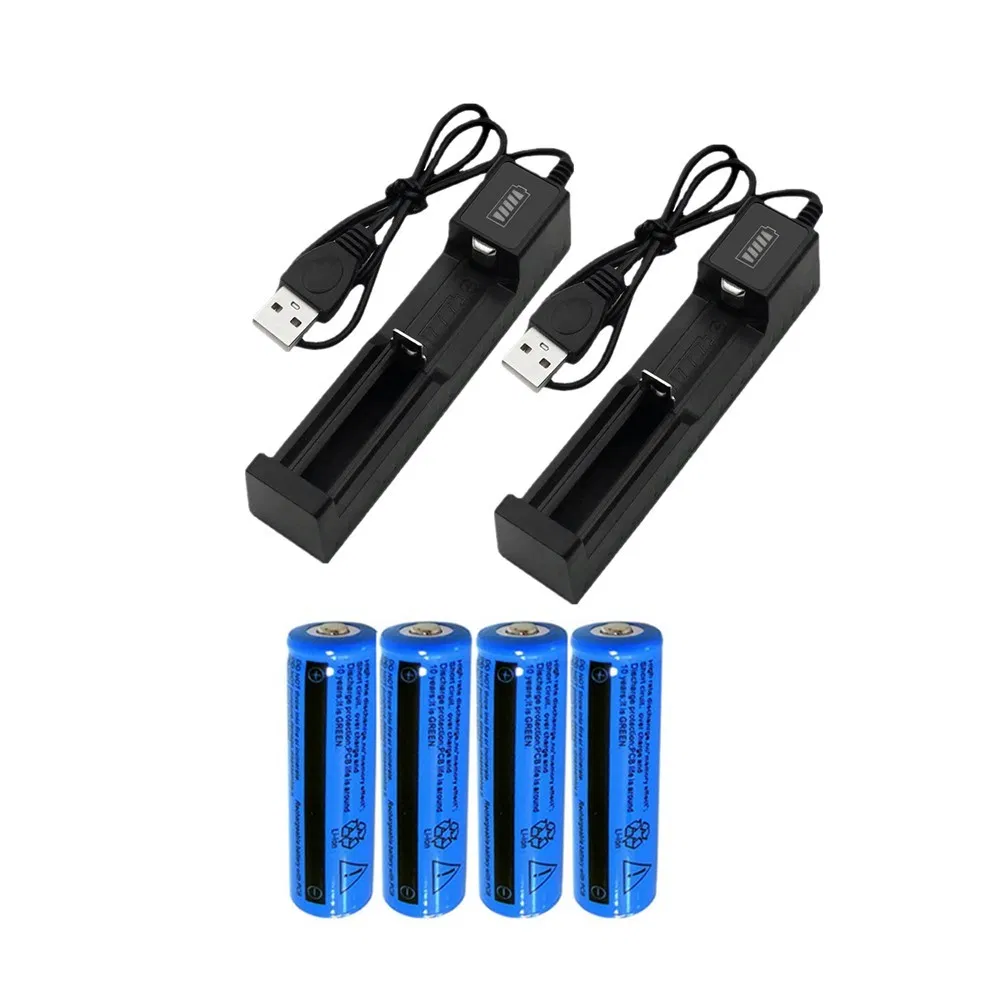 Akumulator 3,7V Li-Ion z ładowarką USB LED, 4 baterie