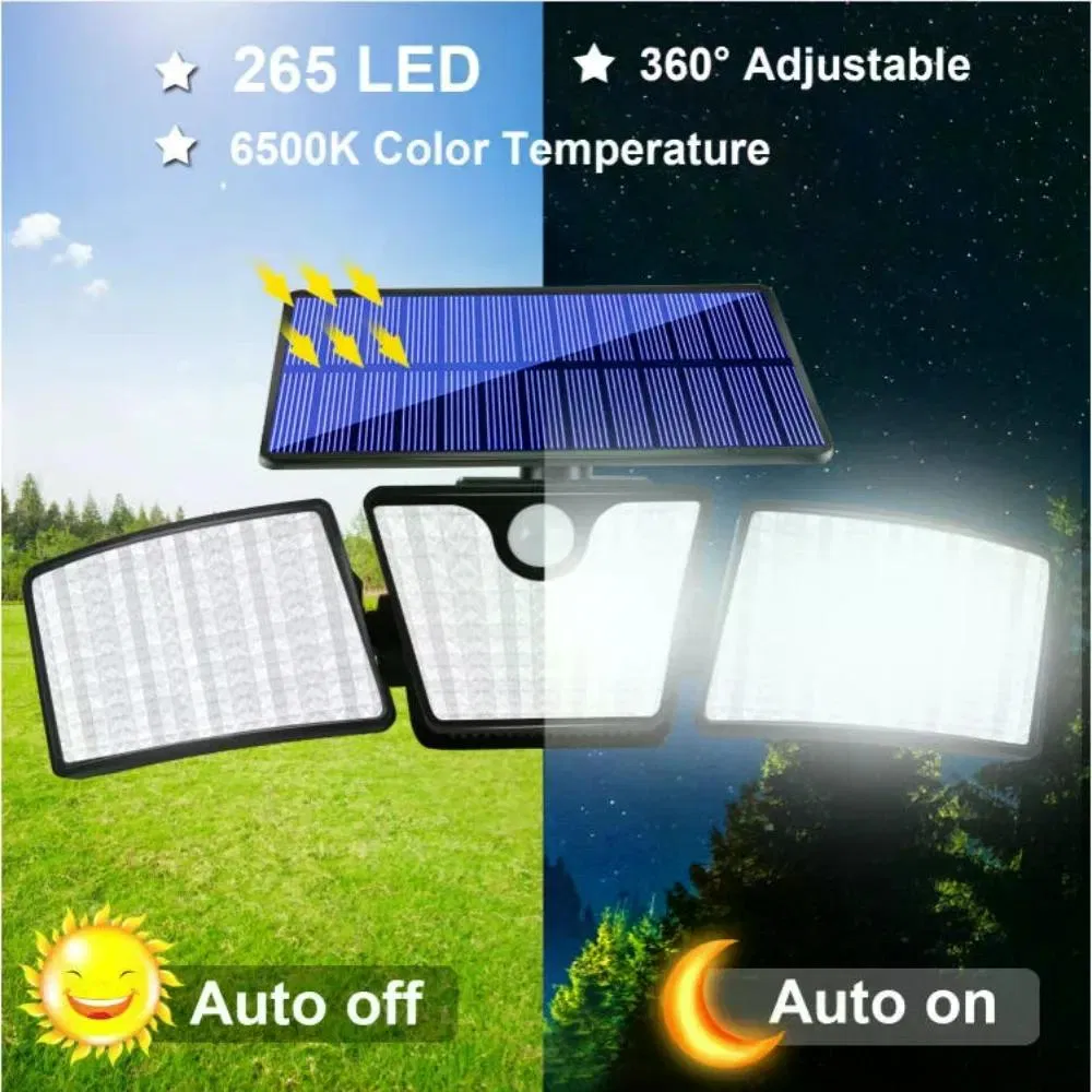 Lampa ogrodowa LED solarna z czujnikiem ruchu 3 głowy IP65 Lampa ogrodowa LED solarna z czujnikiem ruchu 3 głowy IP65