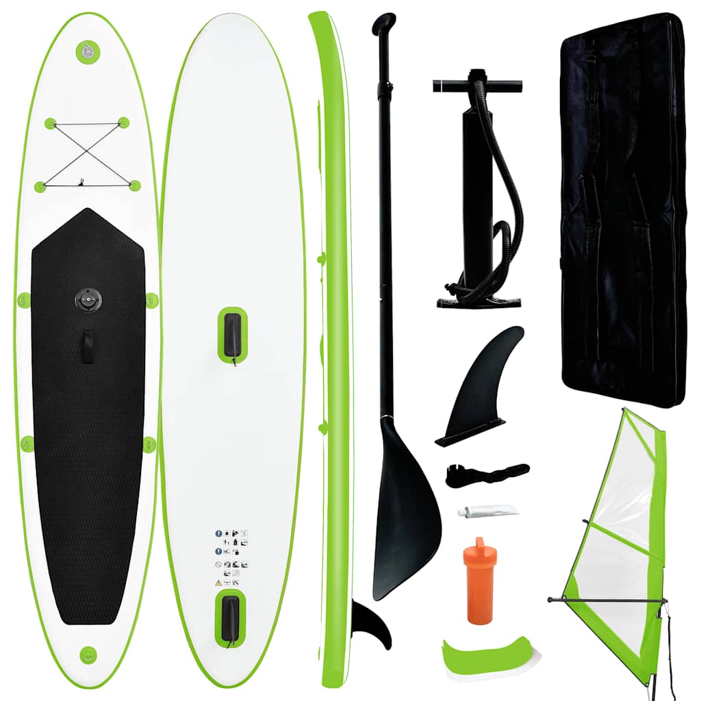 Deska SUP dmuchana z zestawem żaglowym zielona 330x72x10 cm Deska SUP dmuchana z zestawem żaglowym zielona 330x72x10 cm