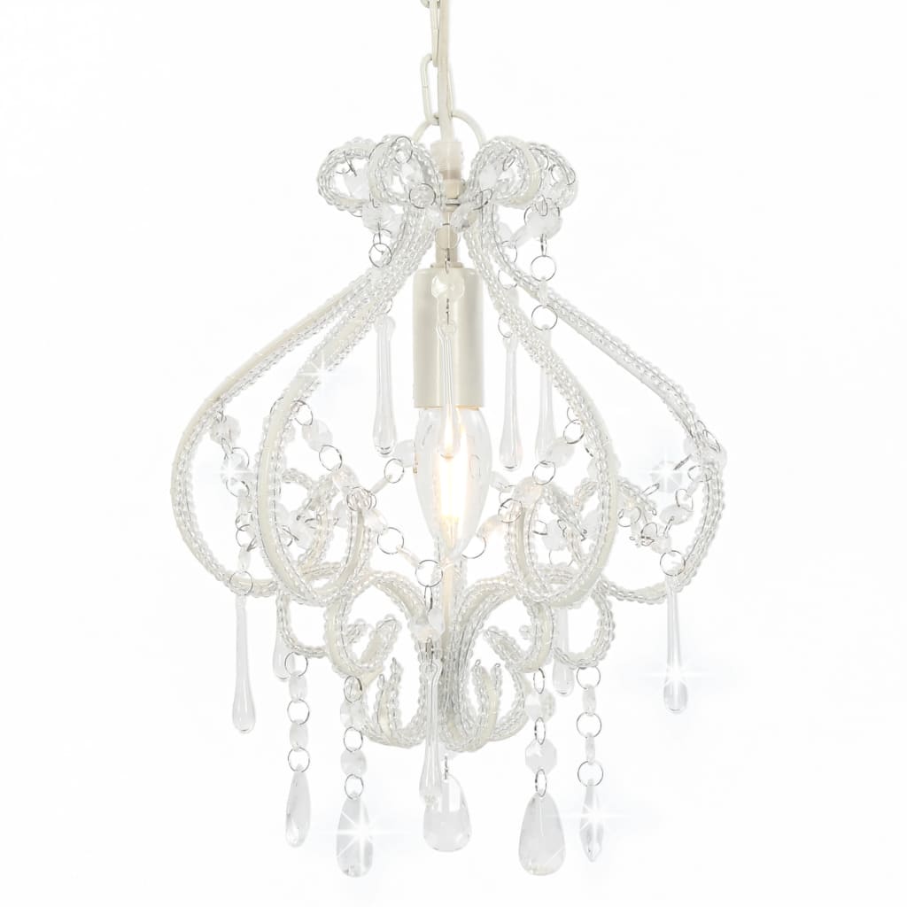 Lampa sufitowa z koralikami okrągła E14 biała
