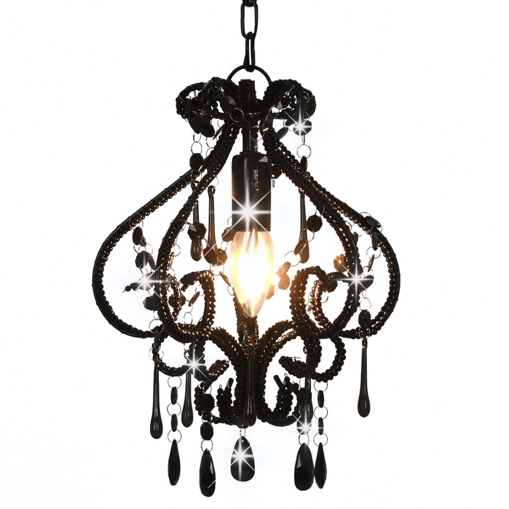 Lampa sufitowa okrągła E14 z koralikami czarna Lampa sufitowa okrągła E14 z koralikami czarna