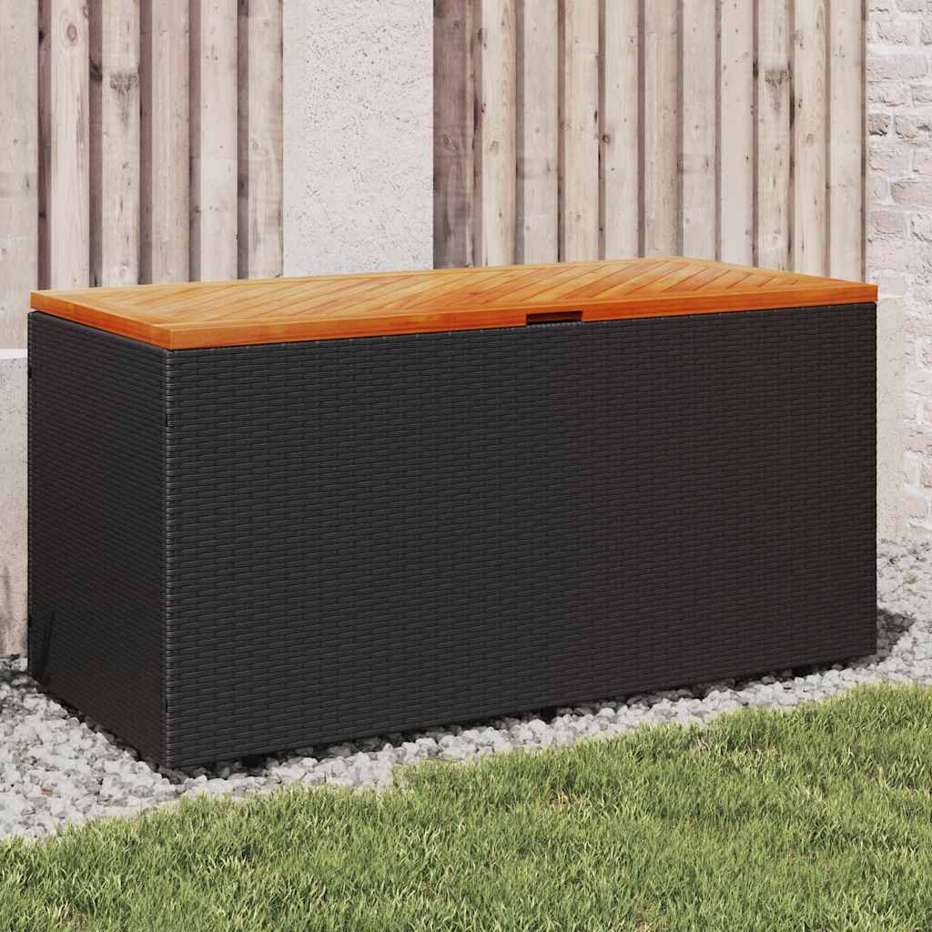 Skrzynia ogrodowa 110x50x54 cm z polirattanu i drewna akacjowego
