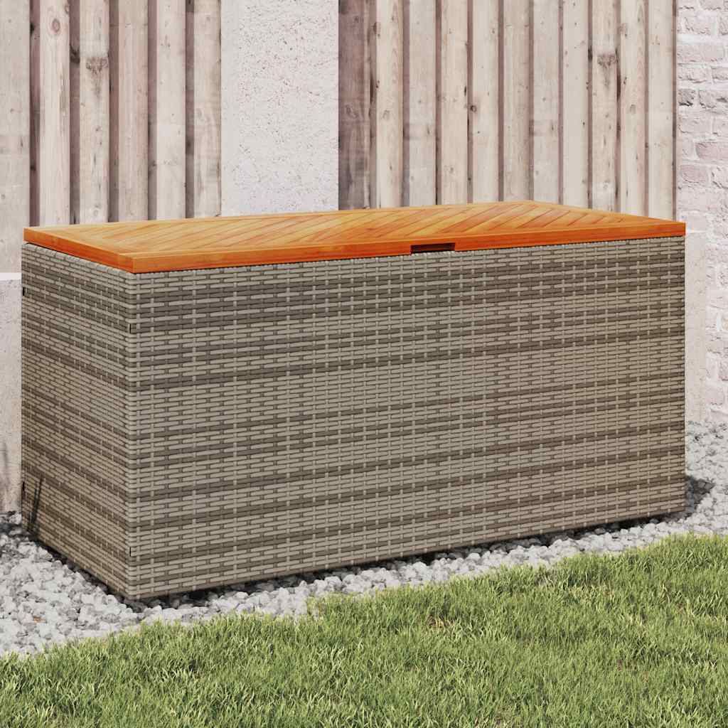 Skrzynia ogrodowa 110x50x54 cm z polirattanu i drewna akacjowego