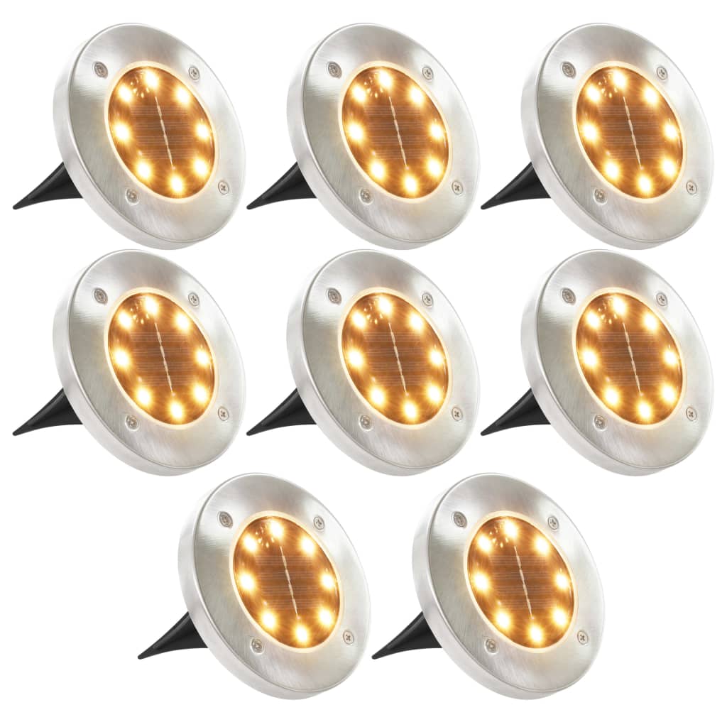 Lampy solarne ogrodowe 8 szt. LED, ciepłe białe