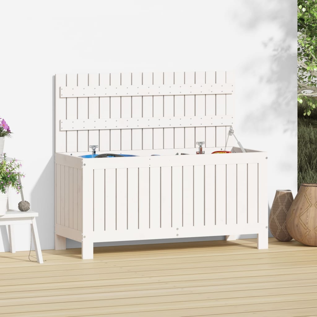 skrzynia ogrodowa z białego sosnowego drewna 108×42,5 cm