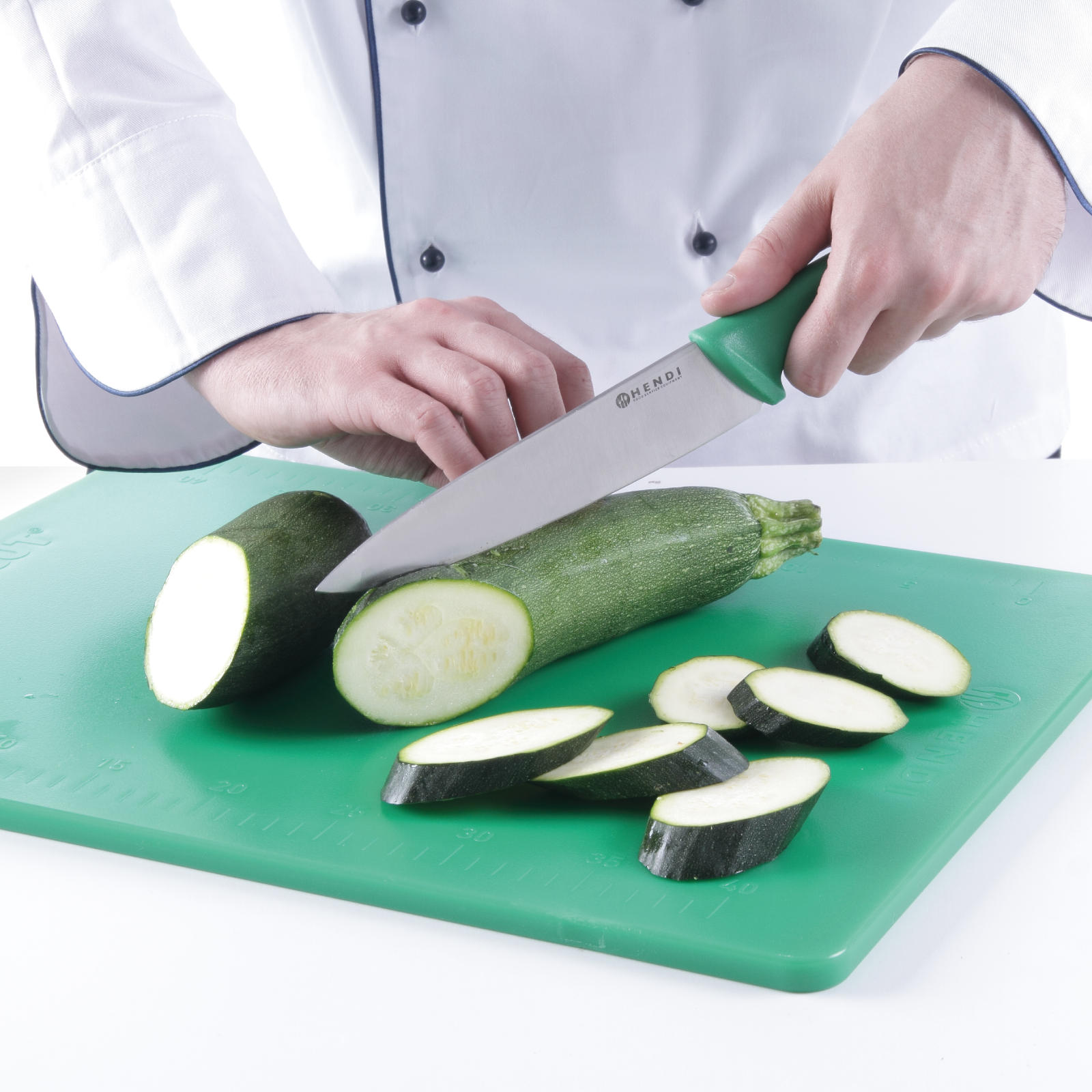 Nóż kucharski do warzyw i owoców HACCP 320mm – zielony – HENDI 842614