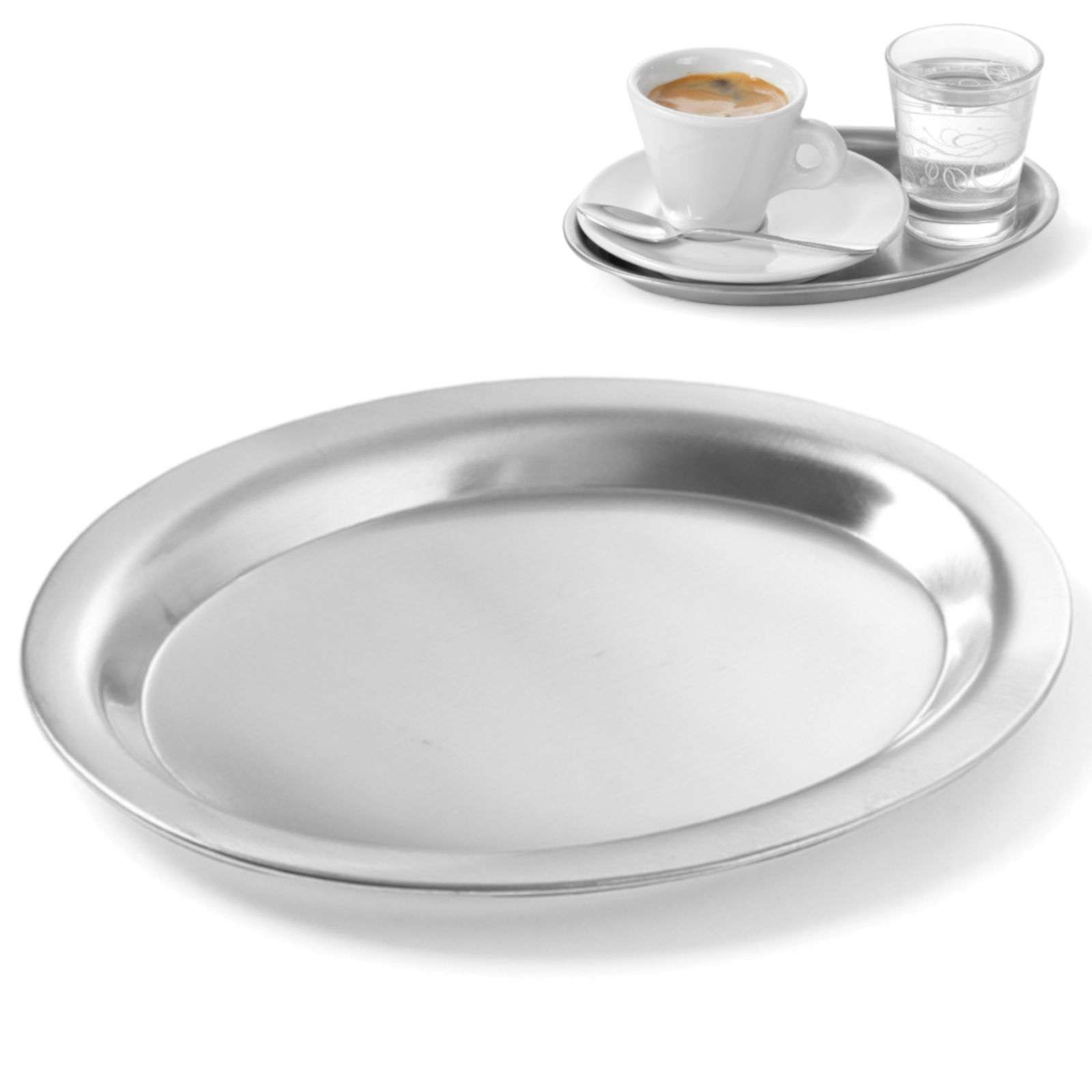 Taca do serwowania kawy stalowa owalna 26.5×19.5cm