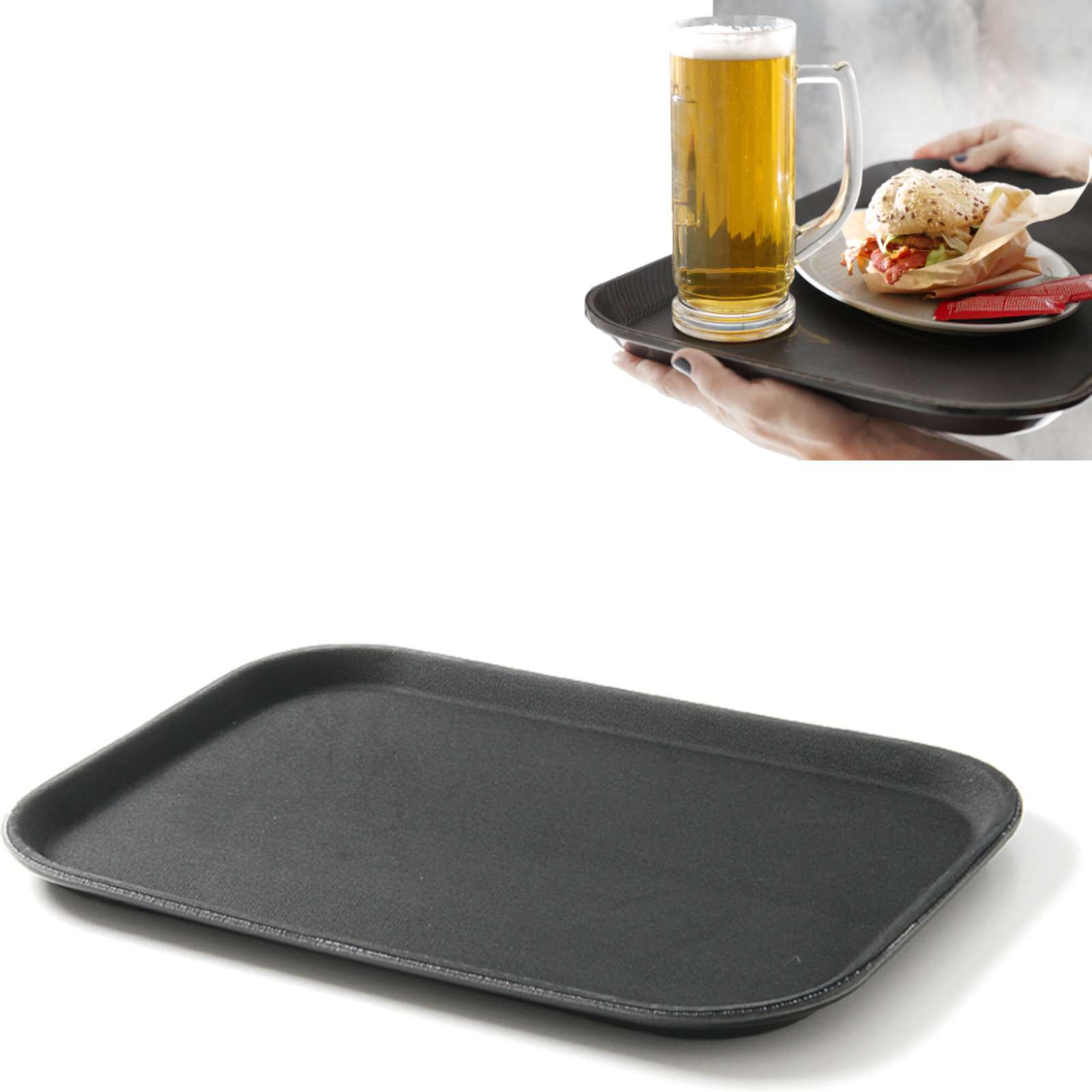 Taca kelnerska antypoślizgowa odporna 25.5×35.5cm – czarna Taca kelnerska antypoślizgowa odporna 25.5×35.5cm – czarna