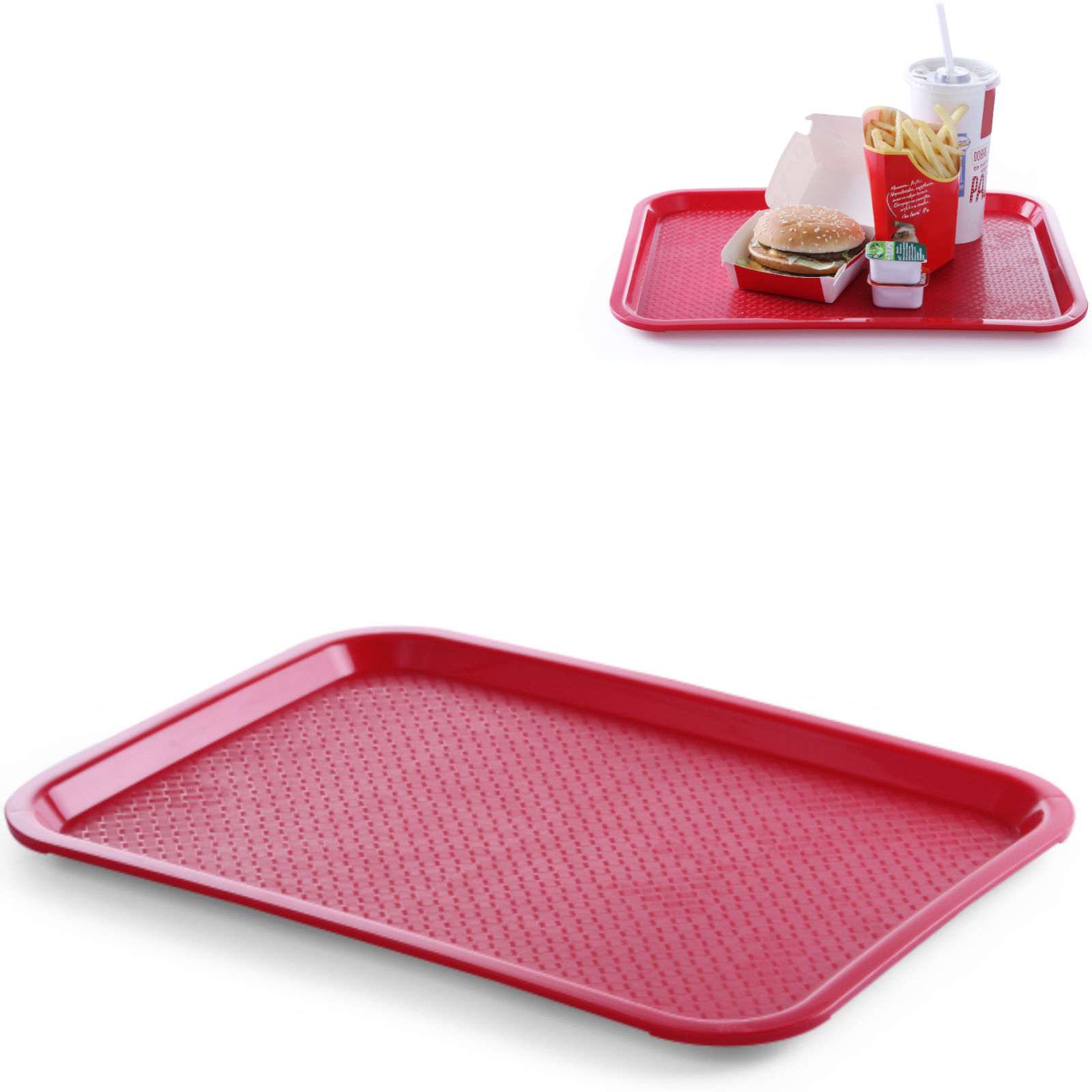 Taca z polipropylenu Fast Food 35x45cm – czerwona