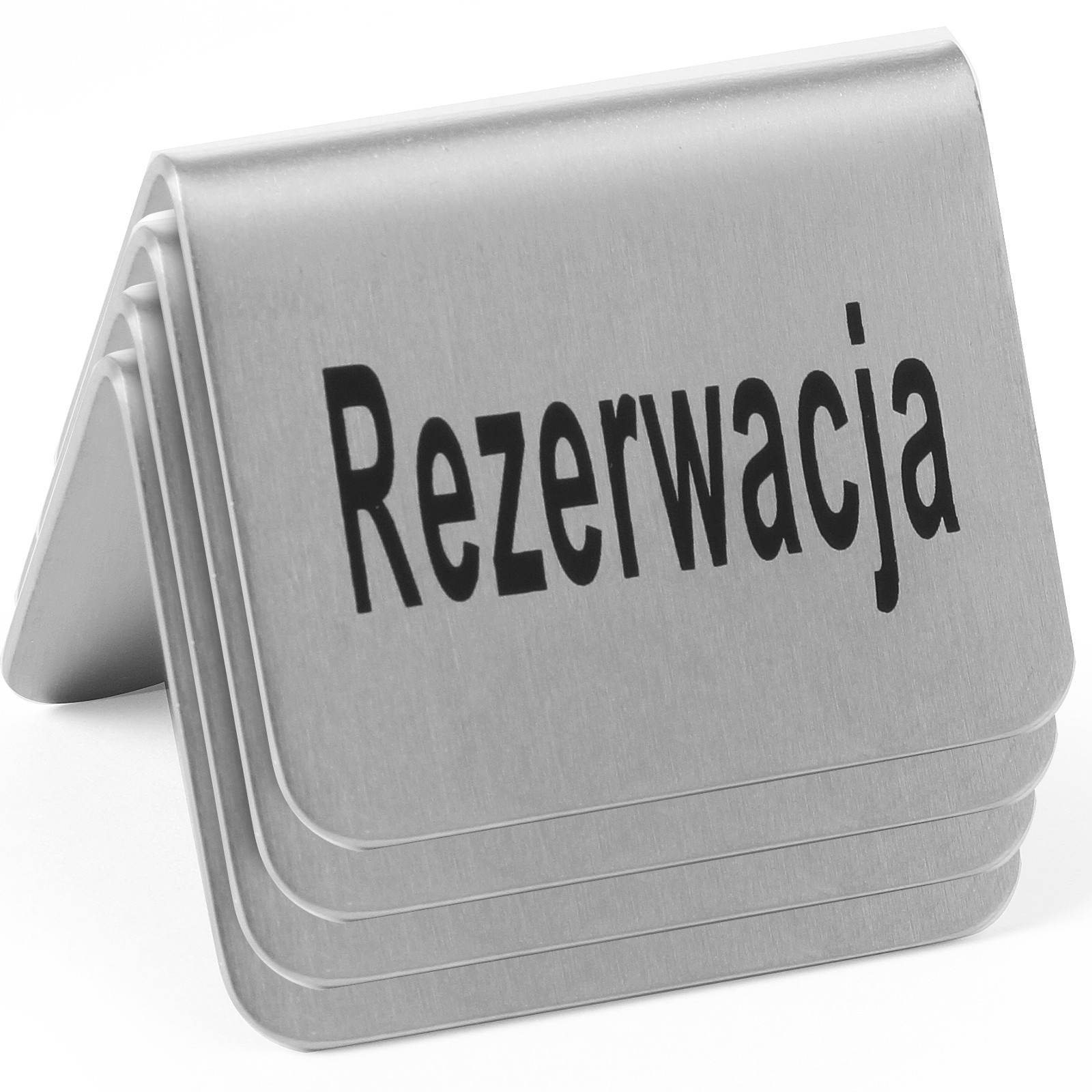 Tabliczka informacyjna REZERWACJA stal chromowa zestaw 4szt. – Hendi 663714