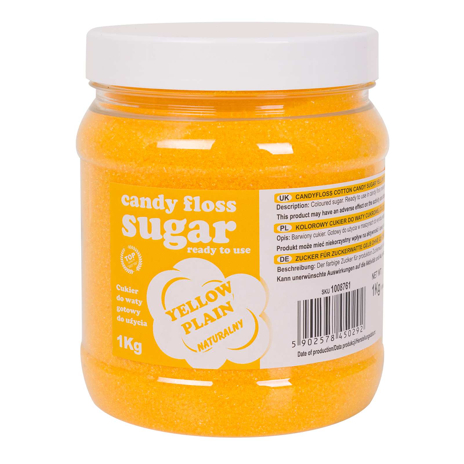 Kolorowy cukier do waty cukrowej żółty naturalny smak waty cukrowej 1kg Kolorowy cukier do waty cukrowej żółty naturalny smak waty cukrowej 1kg