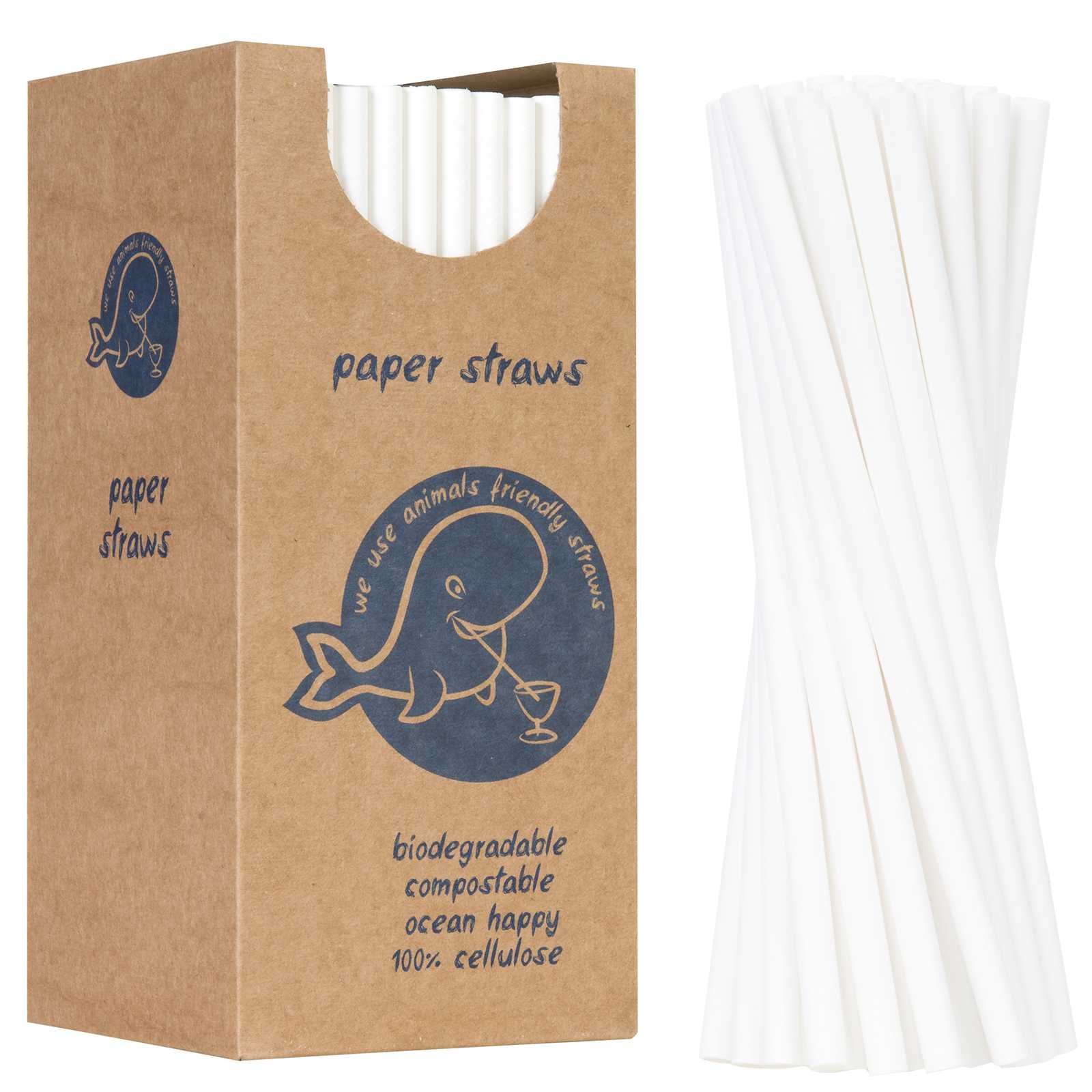 Słomki papierowe BIO ekologiczne PAPER STRAWS 6/205mm – białe 250szt.