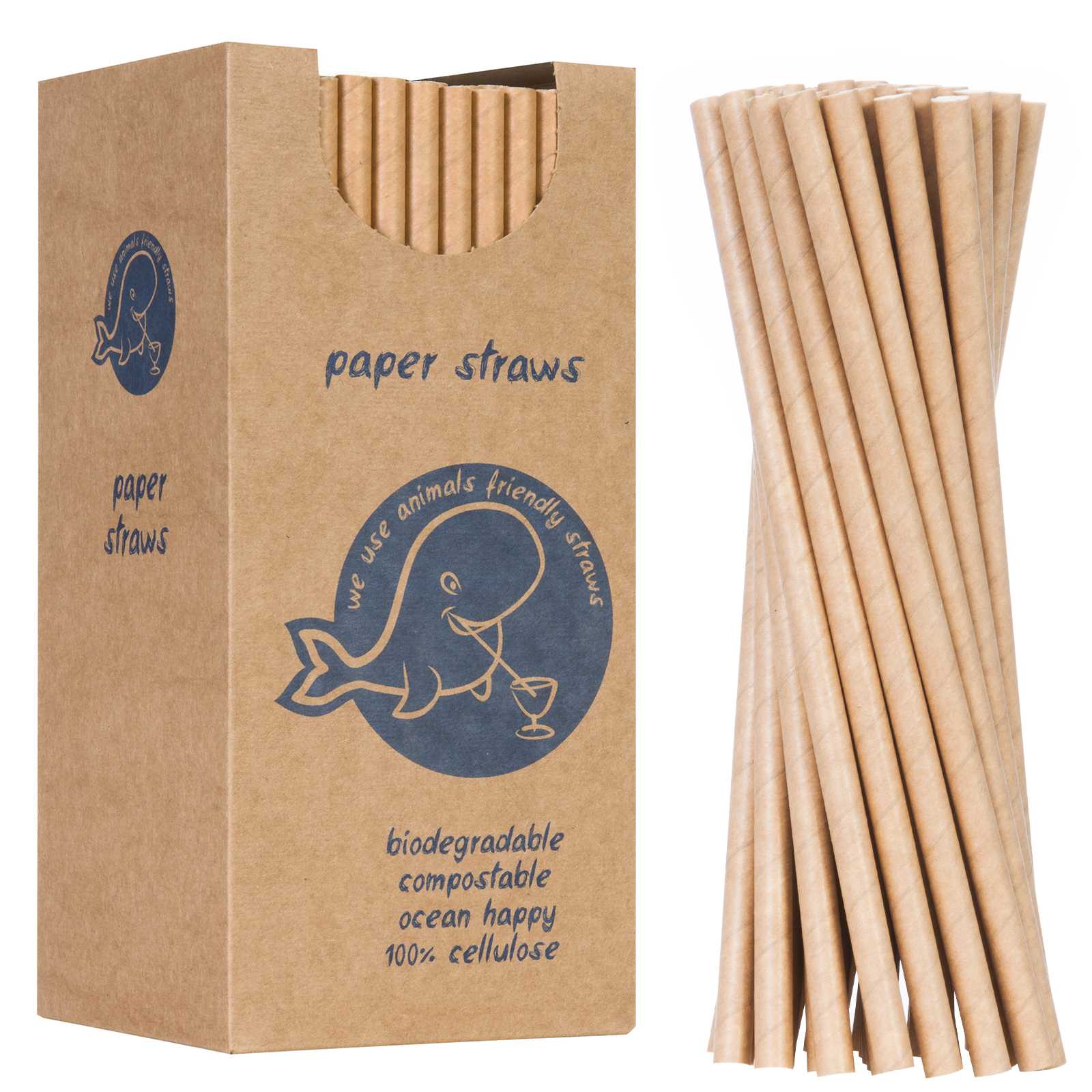 Słomki papierowe BIO ekologiczne PAPER STRAWS grube 8/205mm – brązowe 160szt.