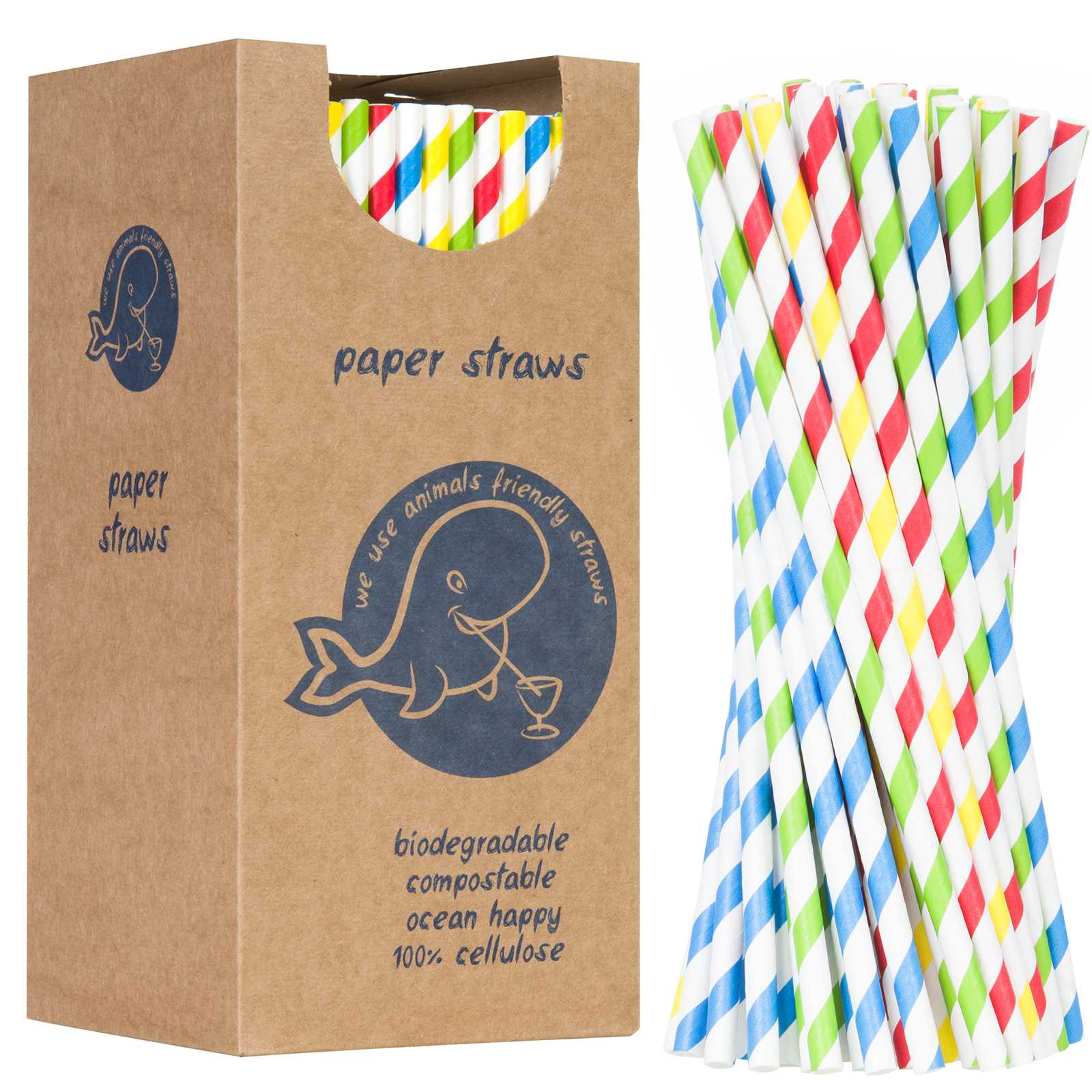Słomki papierowe BIO ekologiczne PAPER STRAWS 6/205mm – mix 250szt.