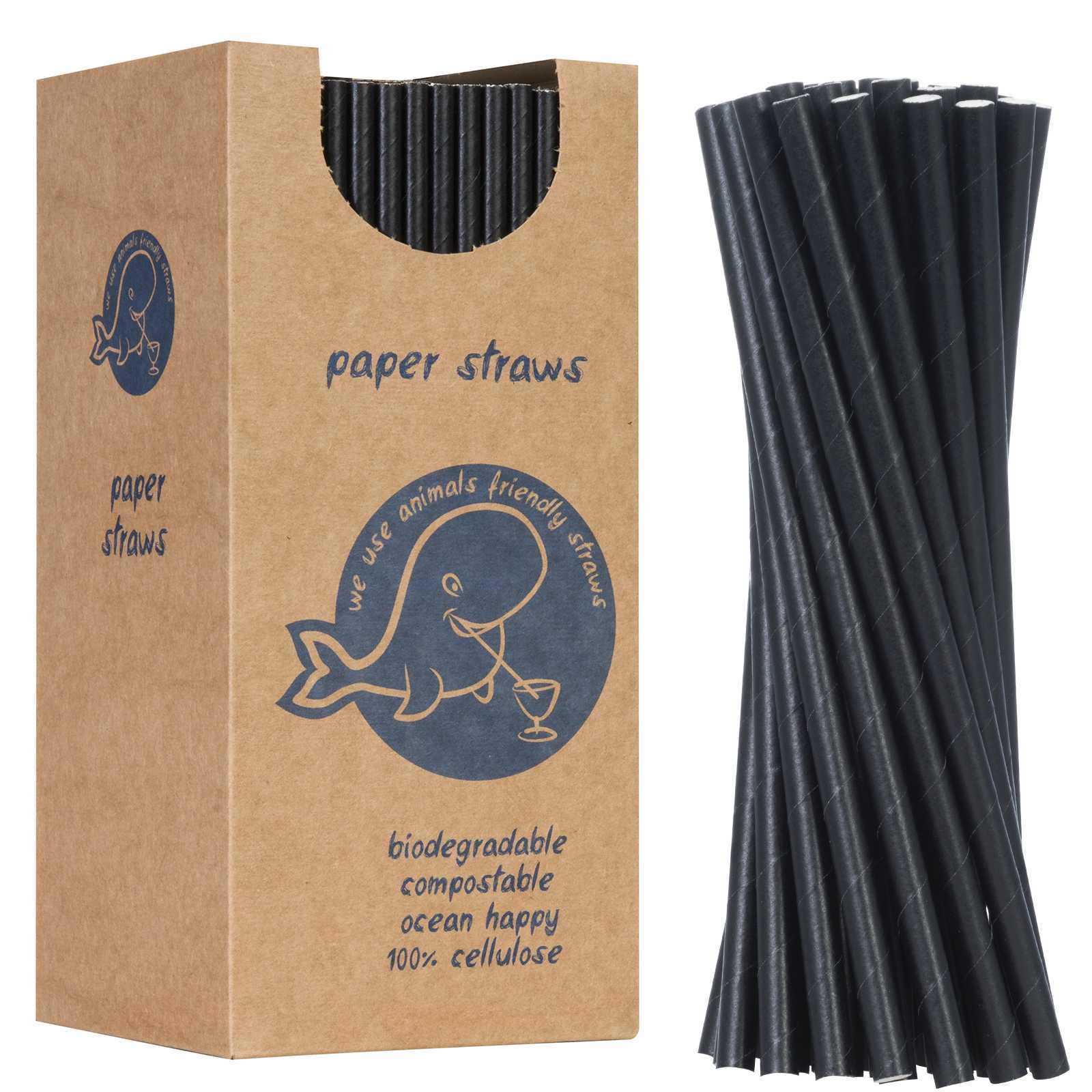 Słomki papierowe BIO ekologiczne PAPER STRAWS 6/205mm – czarne 250szt.
