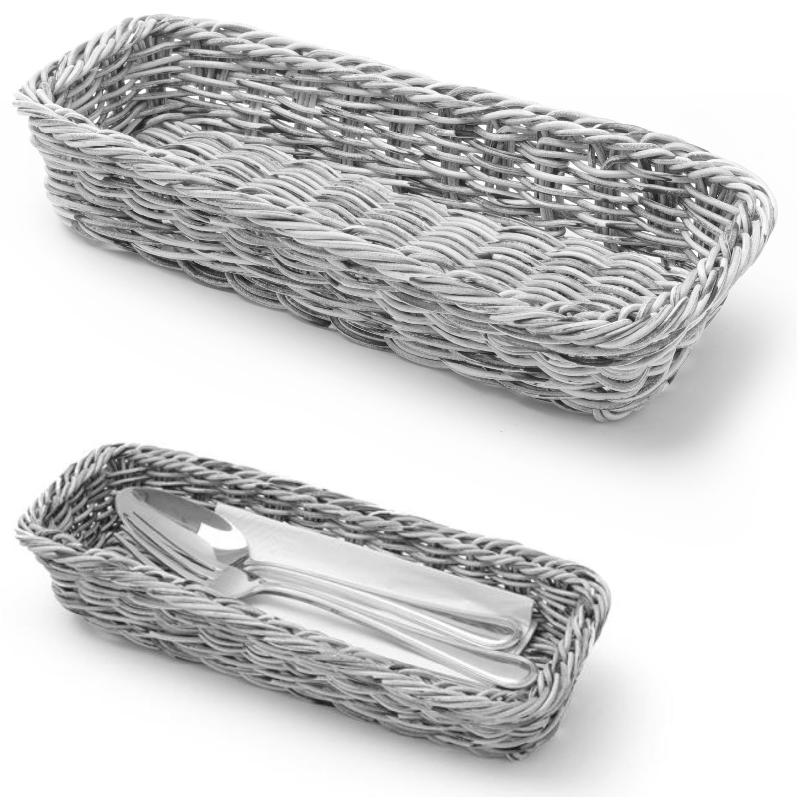 Koszyk na sztućce widelce noże łyżki szary melanżowy 270x100x45 mm – Hendi 426081