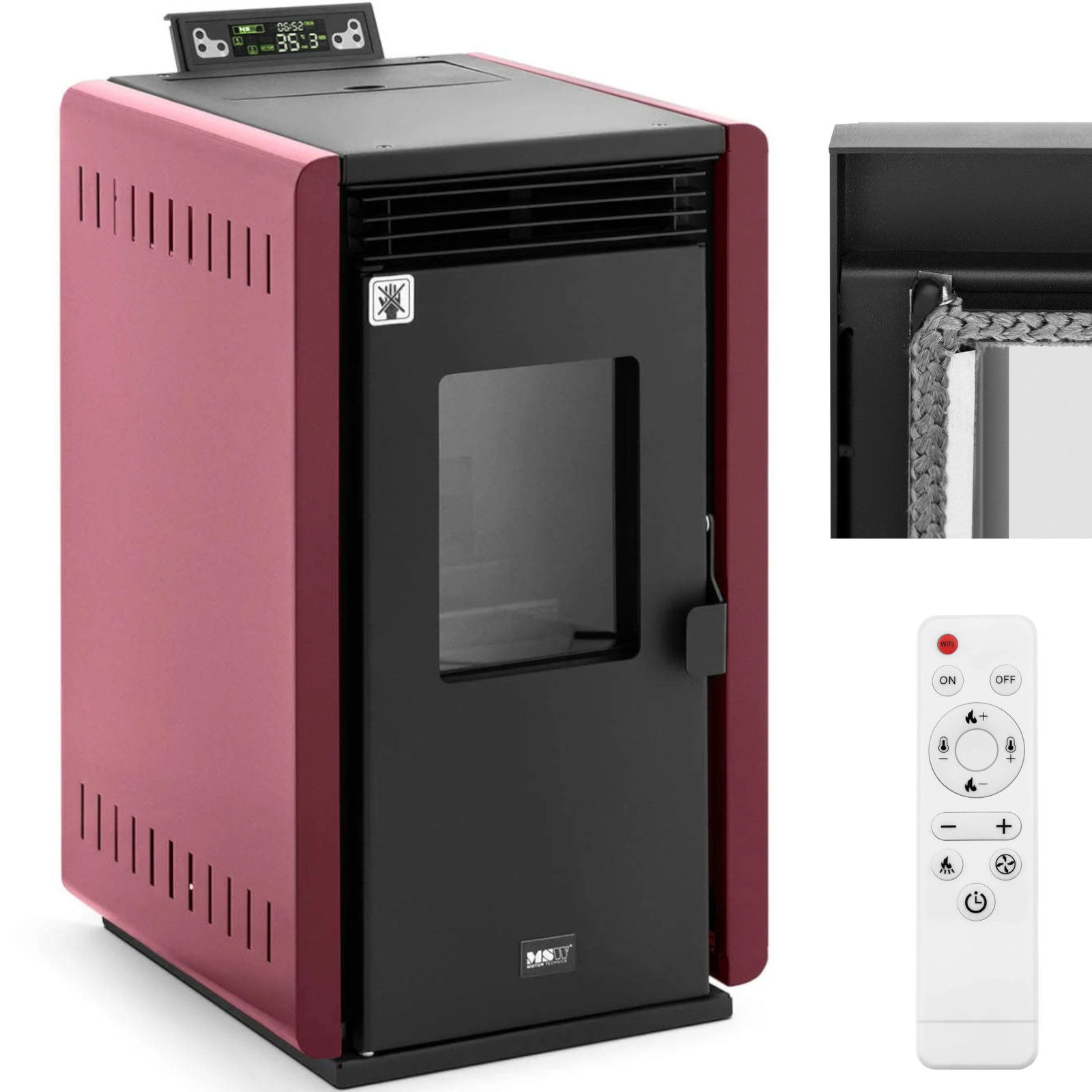 Piec piecyk kominek na pellet wolnostojący z pilotem 50-150 m3 6000 W Piec piecyk kominek na pellet wolnostojący z pilotem 50-150 m3 6000 W
