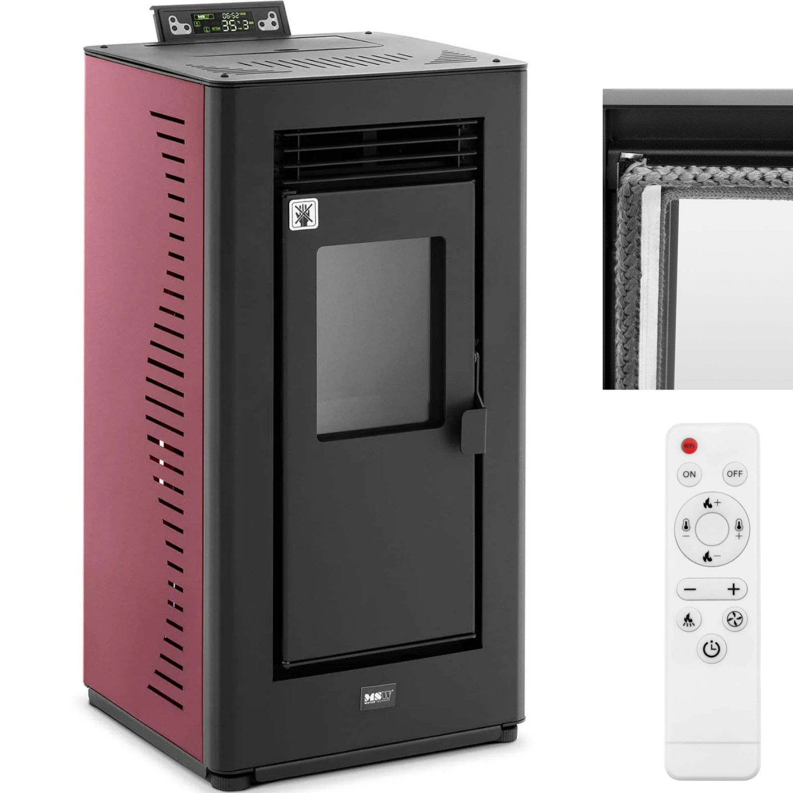 Piec piecyk kominek na pellet wolnostojący z pilotem 50-225 m3 9000 W Piec piecyk kominek na pellet wolnostojący z pilotem 50-225 m3 9000 W
