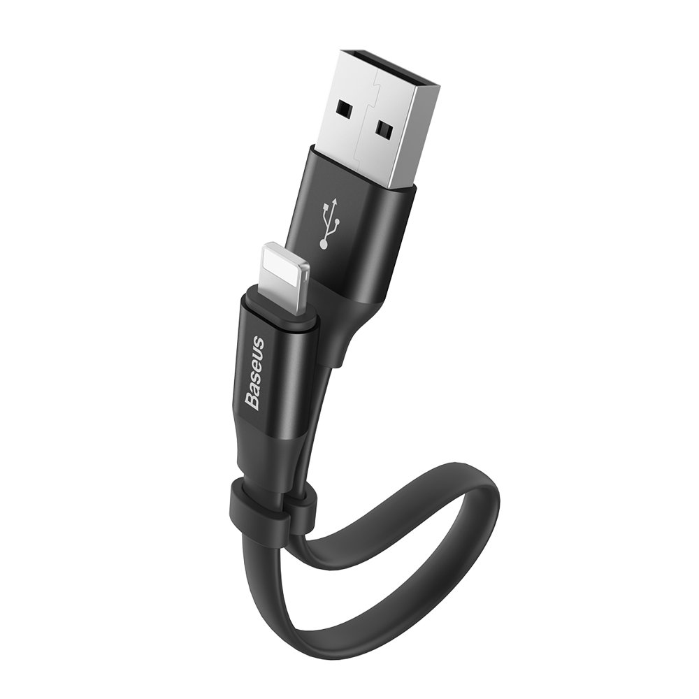 Płaski kabel przewód USB Iphone Lightning z uchwytem 2A 23CM czarny Płaski kabel przewód USB Iphone Lightning z uchwytem 2A 23CM czarny