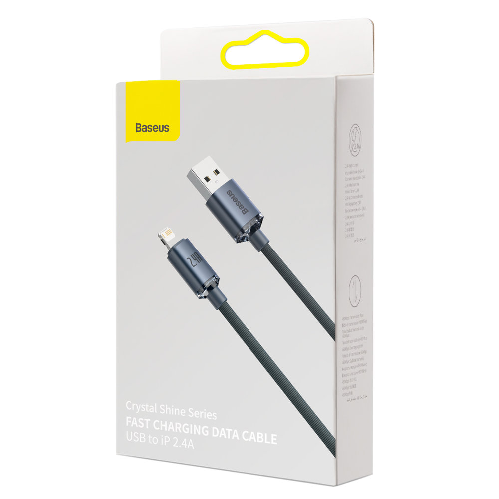 Kabel przewód do szybkiego ładowania i transferu danych USB Iphone Lightning 2.4A 2m czarny Kabel przewód do szybkiego ładowania i transferu danych USB Iphone Lightning 2.4A 2m czarny
