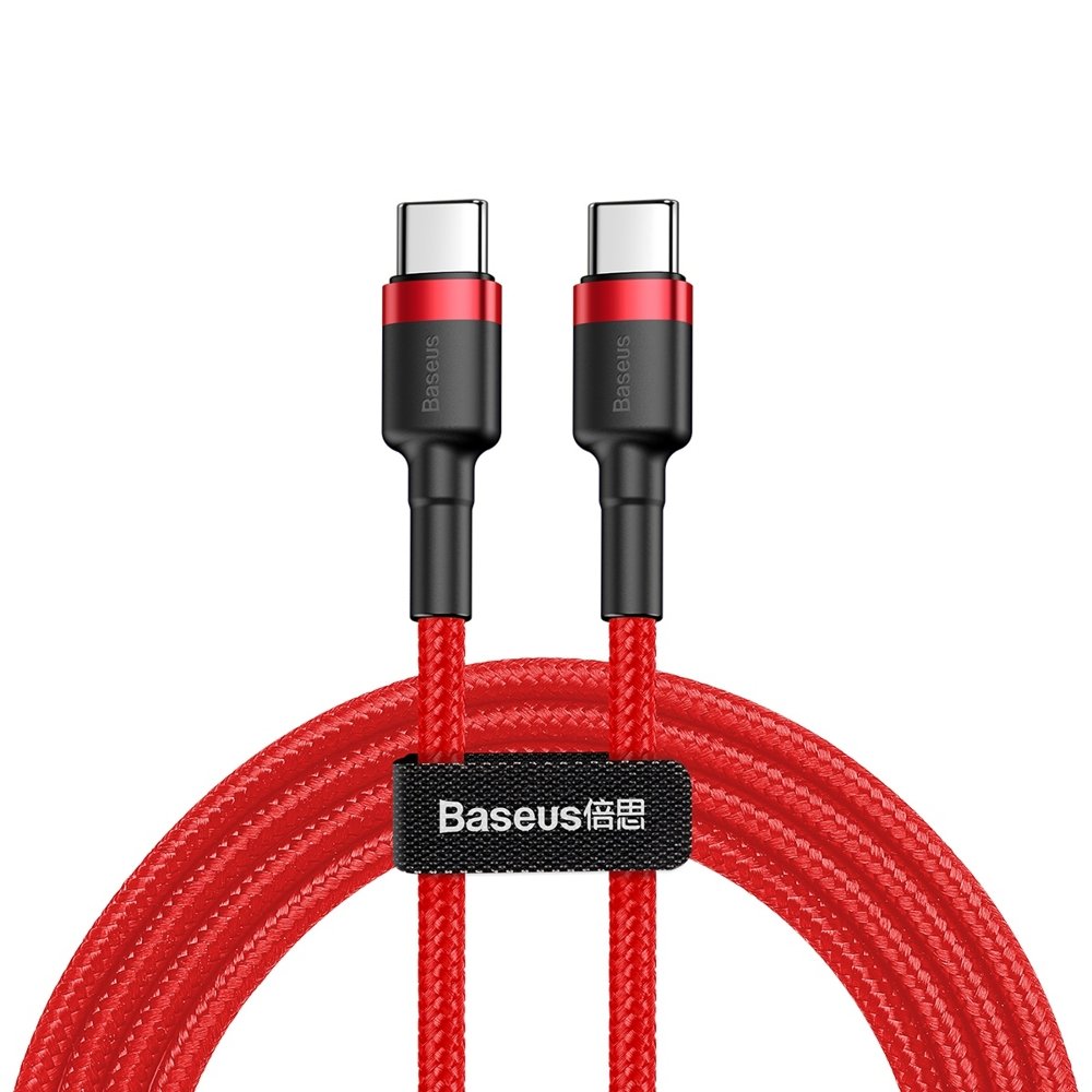 Wytrzymały kabel przewód w oplocie USB-C do USB-C QC3 1m – czerwony Wytrzymały kabel przewód w oplocie USB-C do USB-C QC3 1m – czerwony