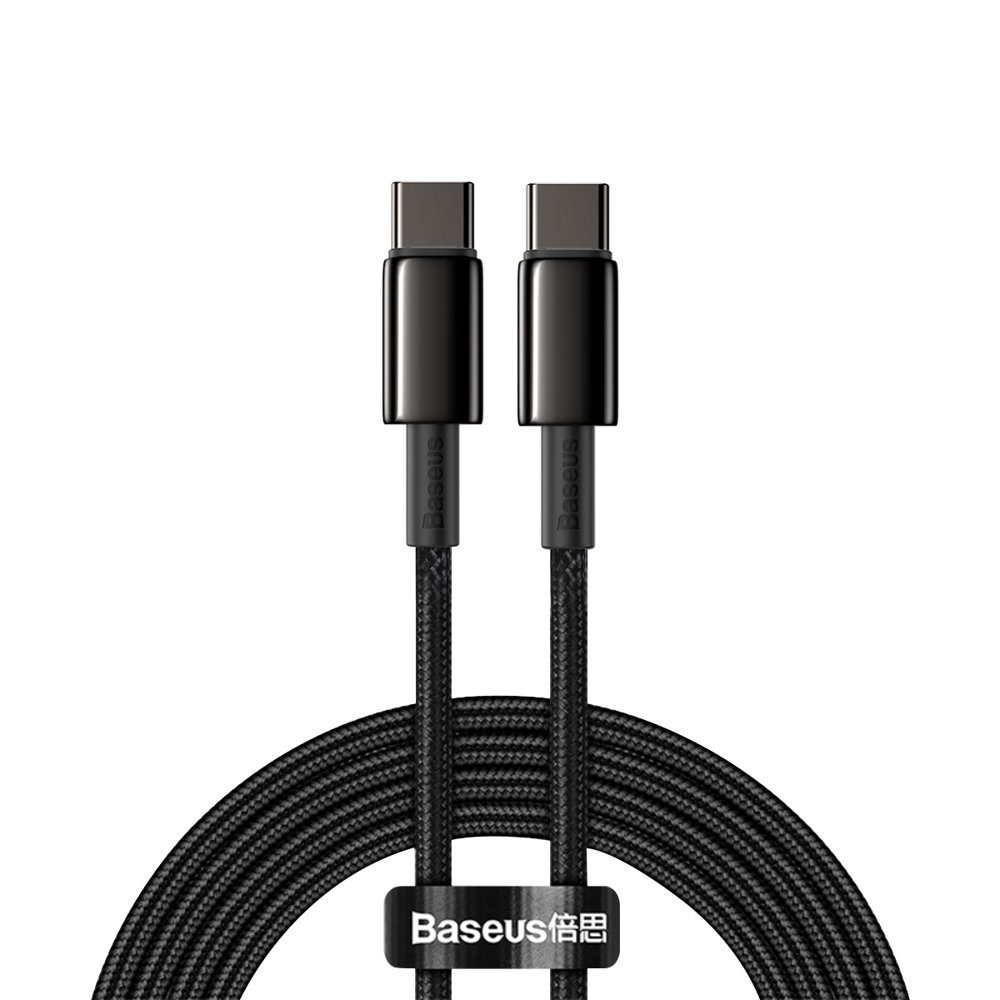 Kabel przewód USB-C – USB-C szybkie ładowanie 100W 2m – cały czarny