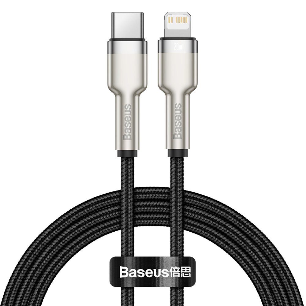 Przewód kabel iPhone USB-C – Lightning Cafule Metal Data Power Delivery 20W 1m – czarny
