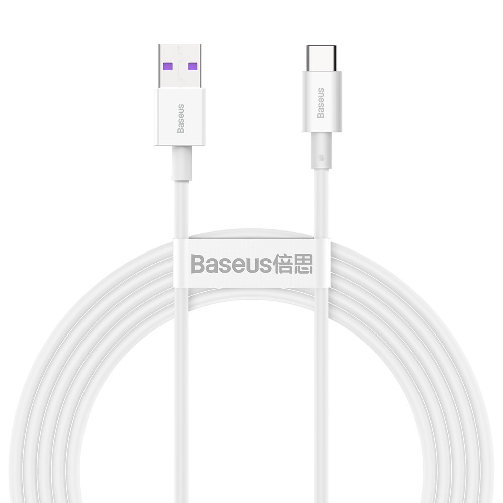 Kabel przewód Superior USB – USB-C 66W 6A 2m – biały Kabel przewód Superior USB – USB-C 66W 6A 2m – biały