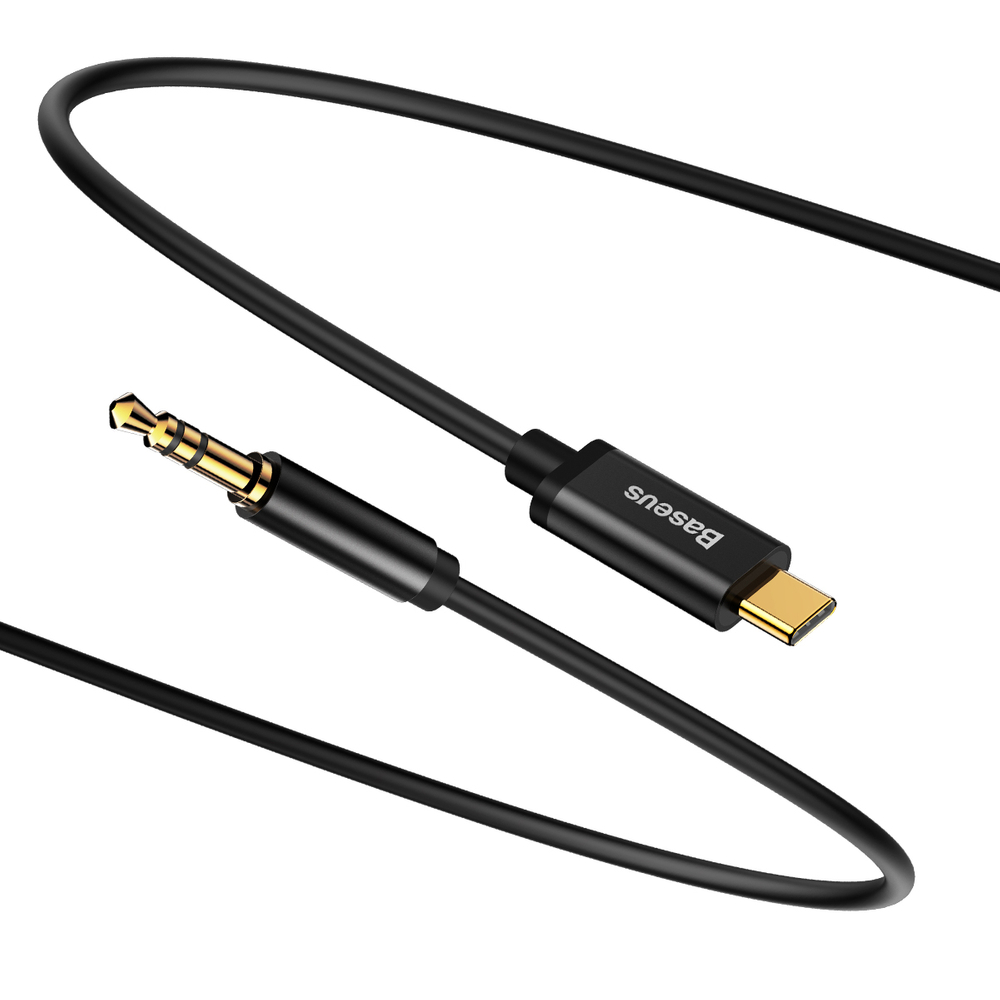 Kabel audio stereo przejścióka AUX 3.5mm Mini Jack – USB-C 120cm – czarny Kabel audio stereo przejścióka AUX 3.5mm Mini Jack – USB-C 120cm – czarny