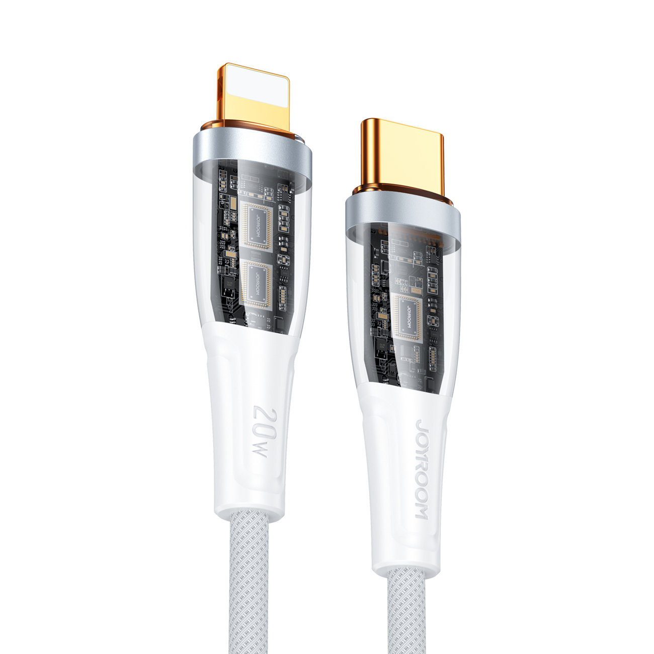 Kabel przewód z inteligentnym wyłącznikiem USB-C – iPhone Lightning 1.2m – biały
