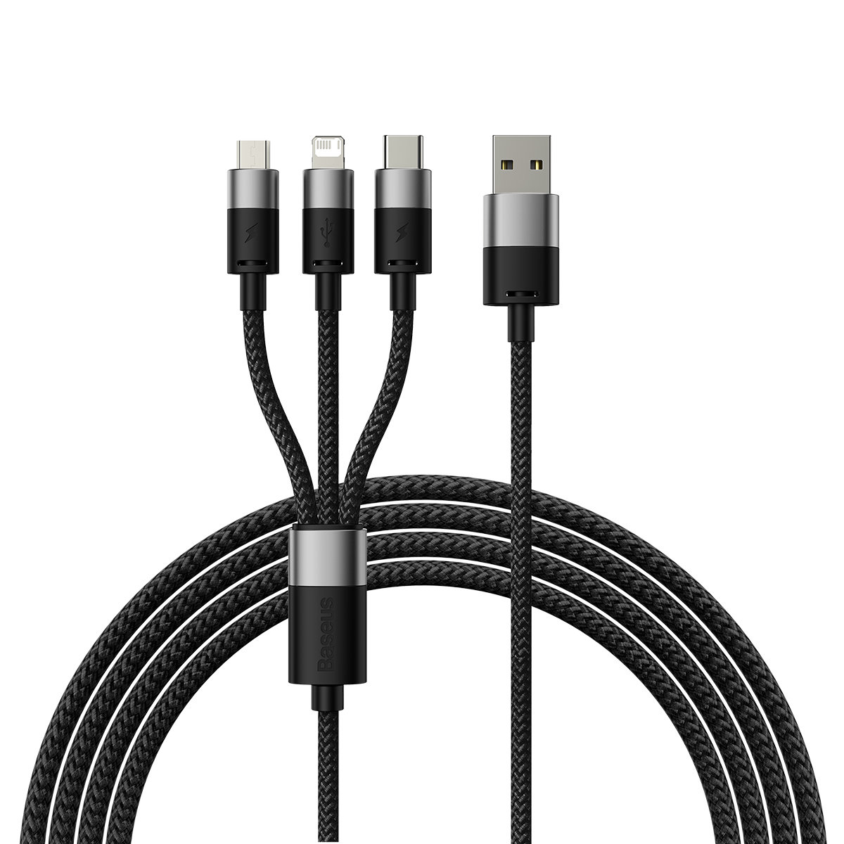 Kabel przewód do telefonu StarSpeed 3w1 USB – micro USB / iPhone Lightning / USB-C 1.2m – czarny