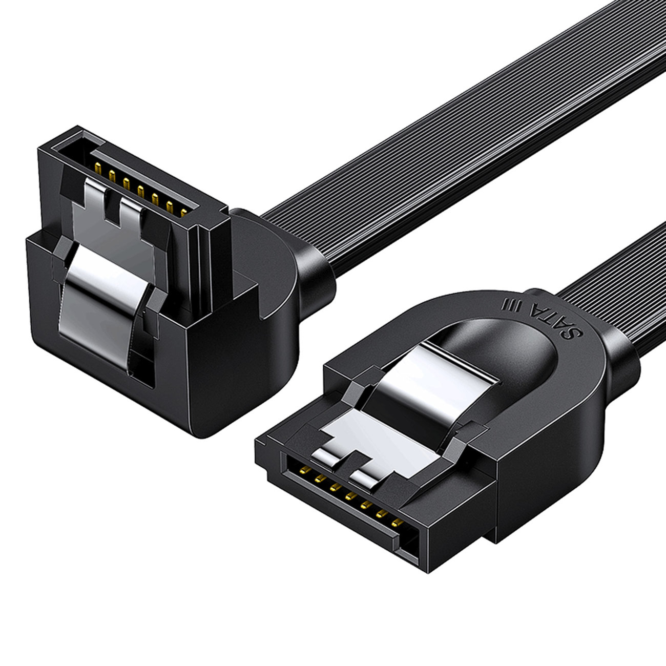 Kabel przewód płaski kątowy SATA 1.0-3.0 do 5Gb/s 0.5m – czarny Kabel przewód płaski kątowy SATA 1.0-3.0 do 5Gb/s 0.5m – czarny
