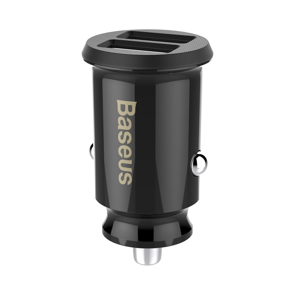 Mini ładowarka samochodowa do telefonu 2x USB Grain Car Charger czarny Mini ładowarka samochodowa do telefonu 2x USB Grain Car Charger czarny