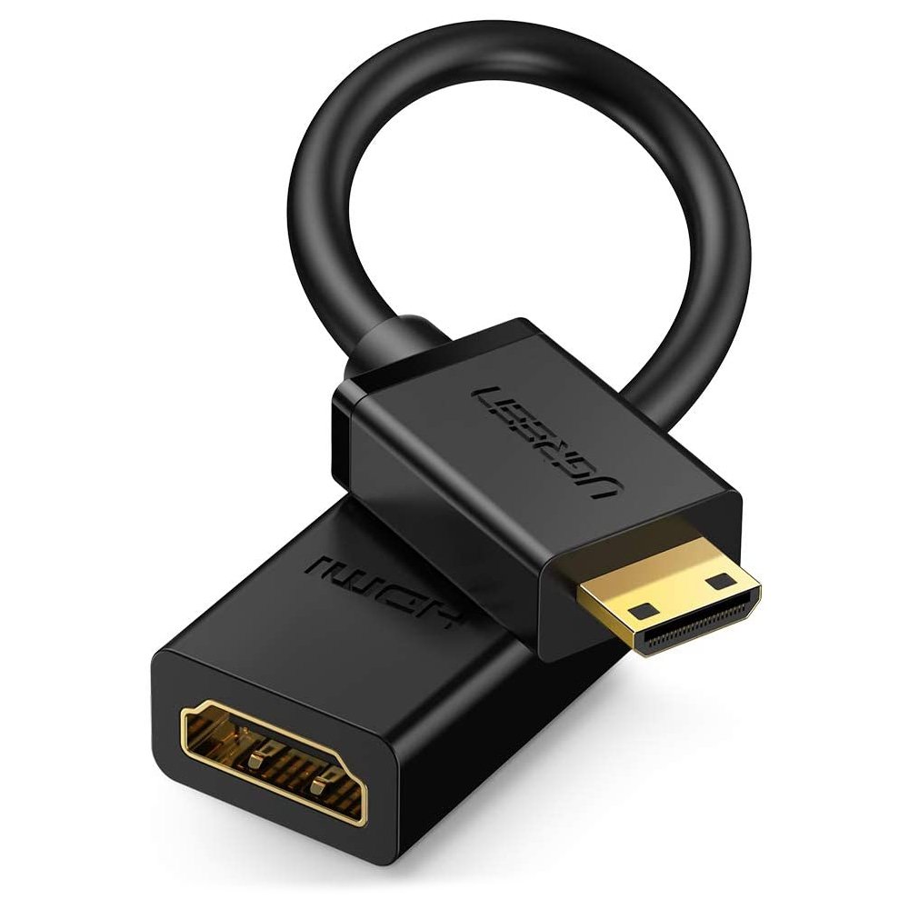 Przejściówka adapter kabel HDMI żeński – mini HDMI męski 4K 60Hz HEC ARC 22cm czarny