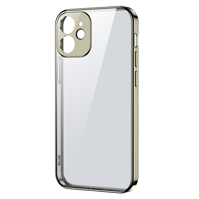Ultra cienkie przezroczyste etui z metaliczną ramką do iPhone 12 Pro złoty Ultra cienkie przezroczyste etui z metaliczną ramką do iPhone 12 Pro złoty