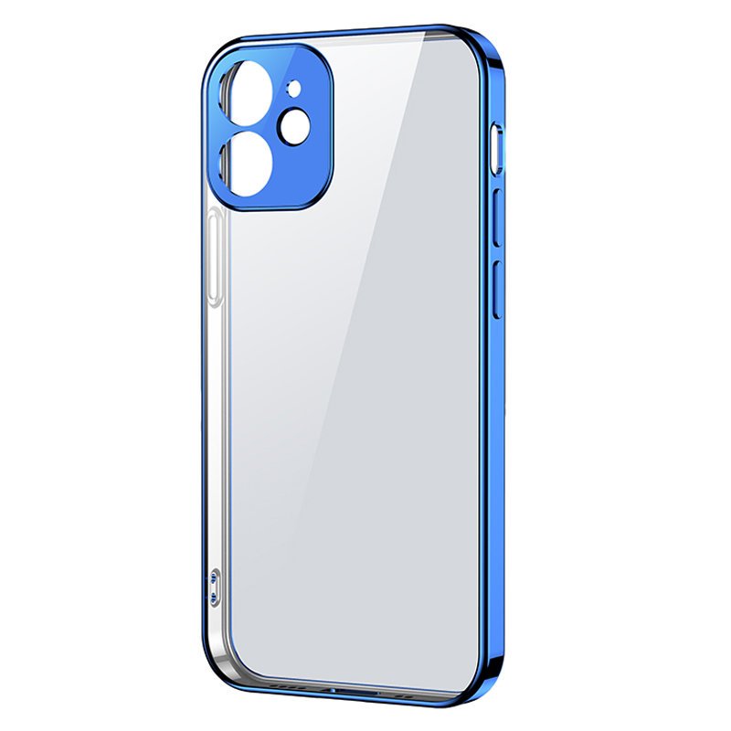 Ultra cienkie przezroczyste etui z metaliczną ramką do iPhone 12 Pro Max ciemno-niebieski Ultra cienkie przezroczyste etui z metaliczną ramką do iPhone 12 Pro Max ciemno-niebieski