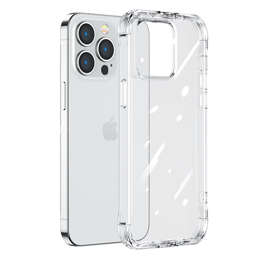 Etui pokrowiec do iPhone 14 Pro pancerna obudowa z haczykami podstawką przezroczysty